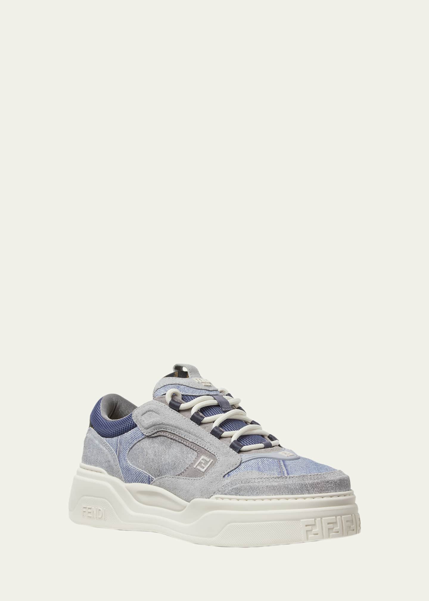Fendi Men's Force Denim Chunky Low-Top Sneakers - Bergdorf Goodman