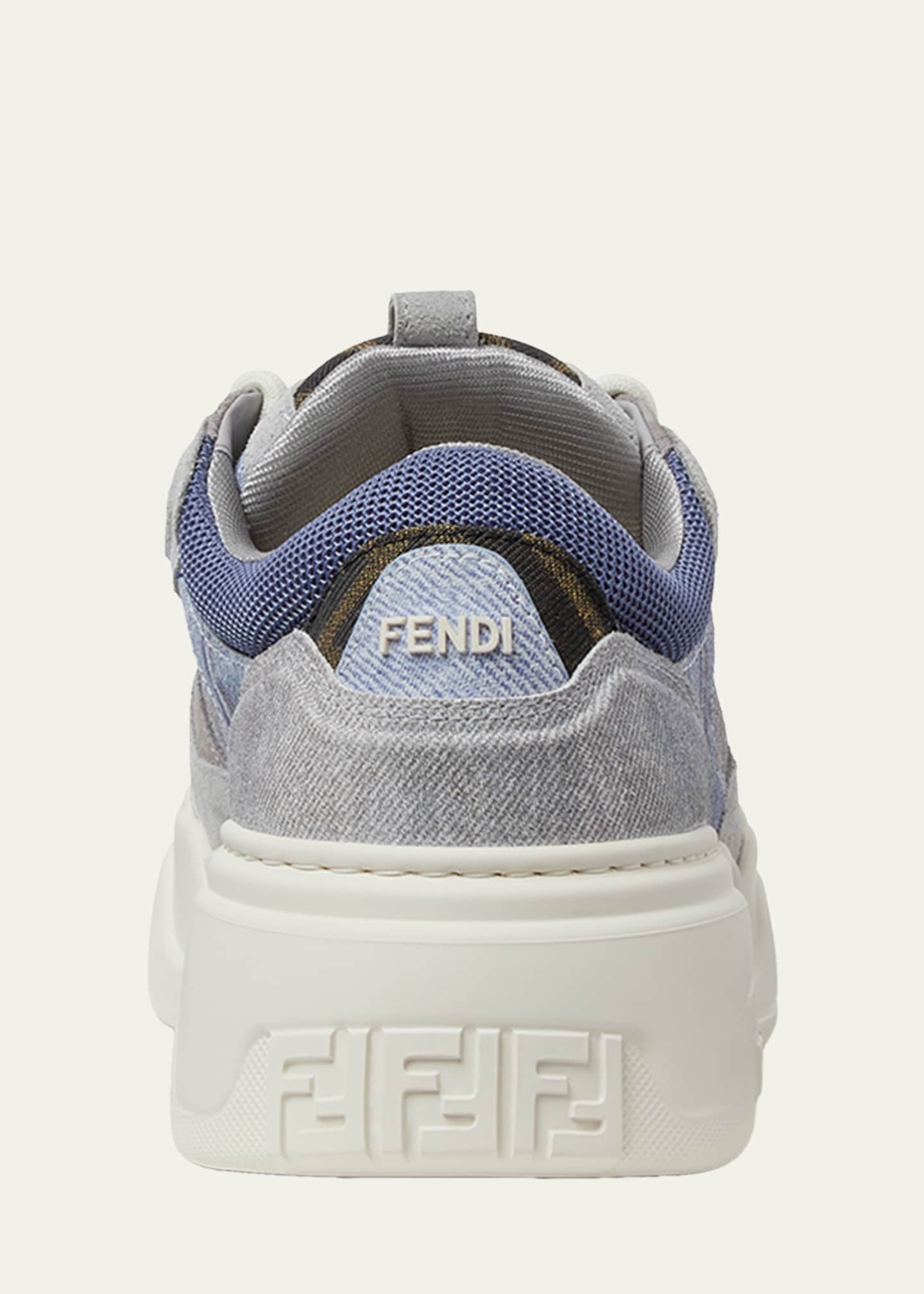Fendi Men's Force Denim Chunky Low-Top Sneakers - Bergdorf Goodman