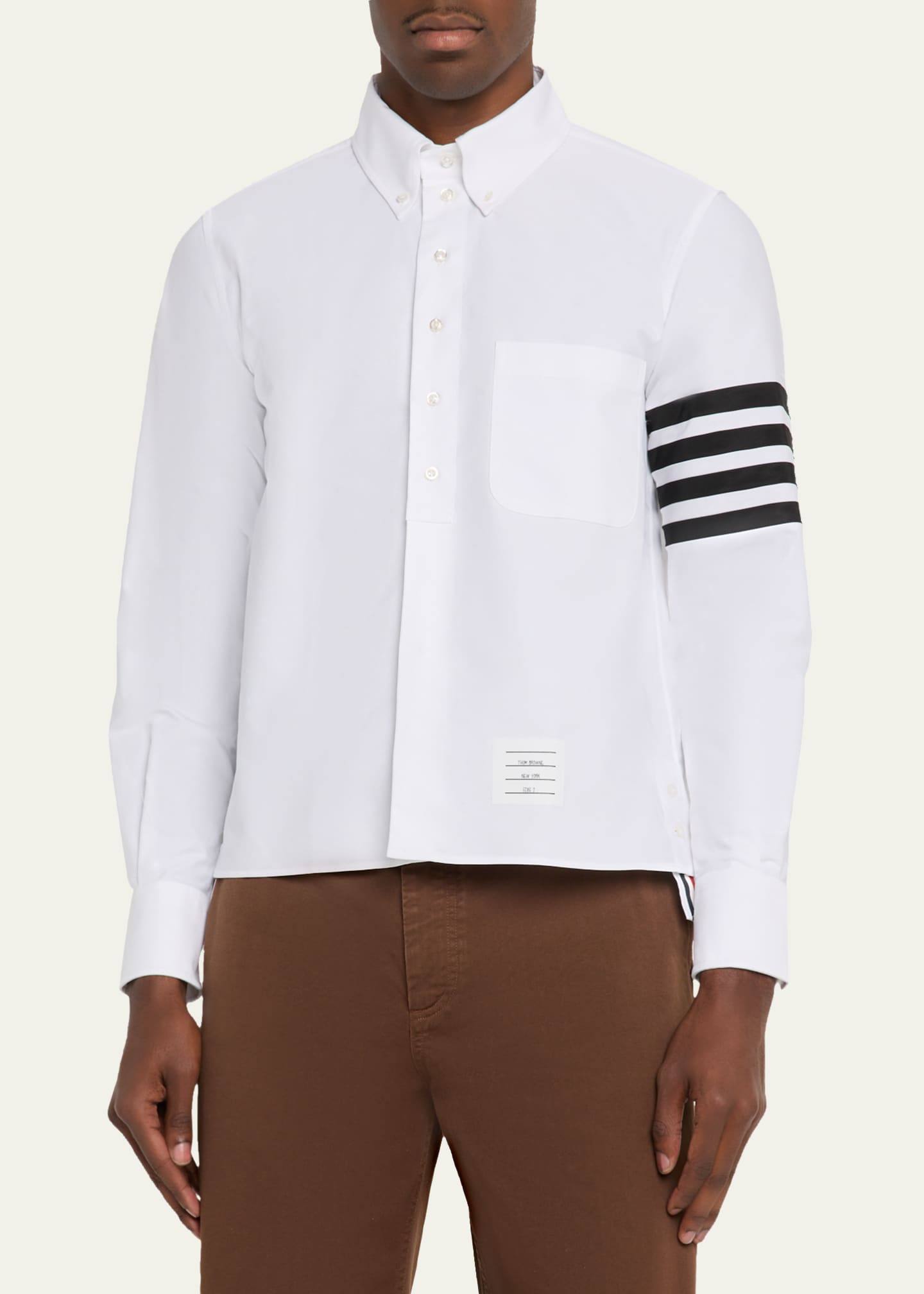 Thom Browne Men's Cotton and Silk Straight Fit 4-Bar Sleeve Sport
