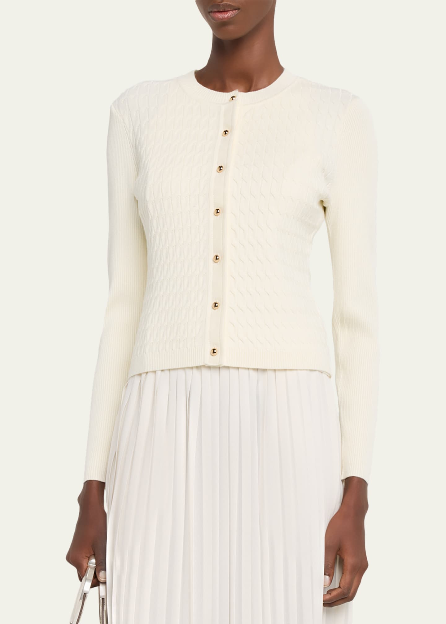 Toccin Elise Crewneck Cable-Knit Cardigan - Bergdorf Goodman