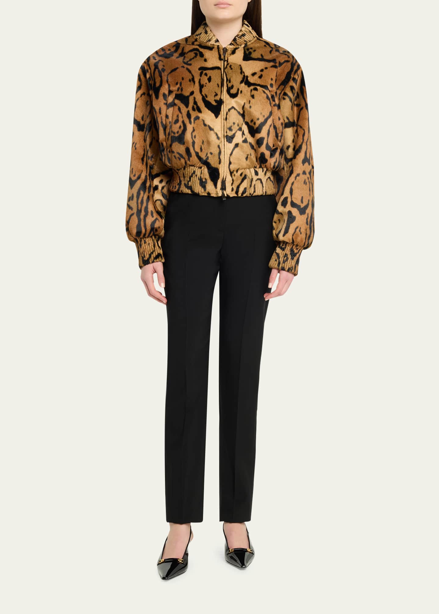 Stella McCartney Cloud Leopard Velvet Bomber Jacket - Bergdorf Goodman