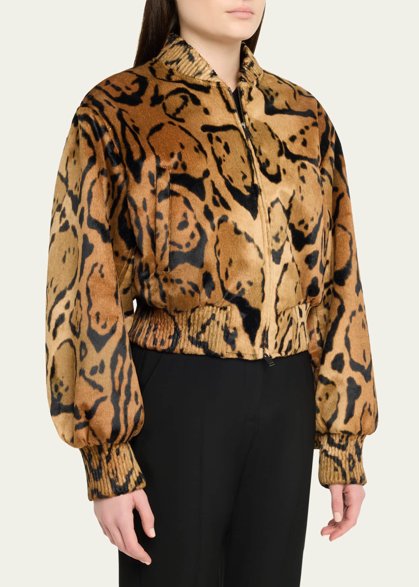 Stella McCartney Cloud Leopard Velvet Bomber Jacket - Bergdorf Goodman