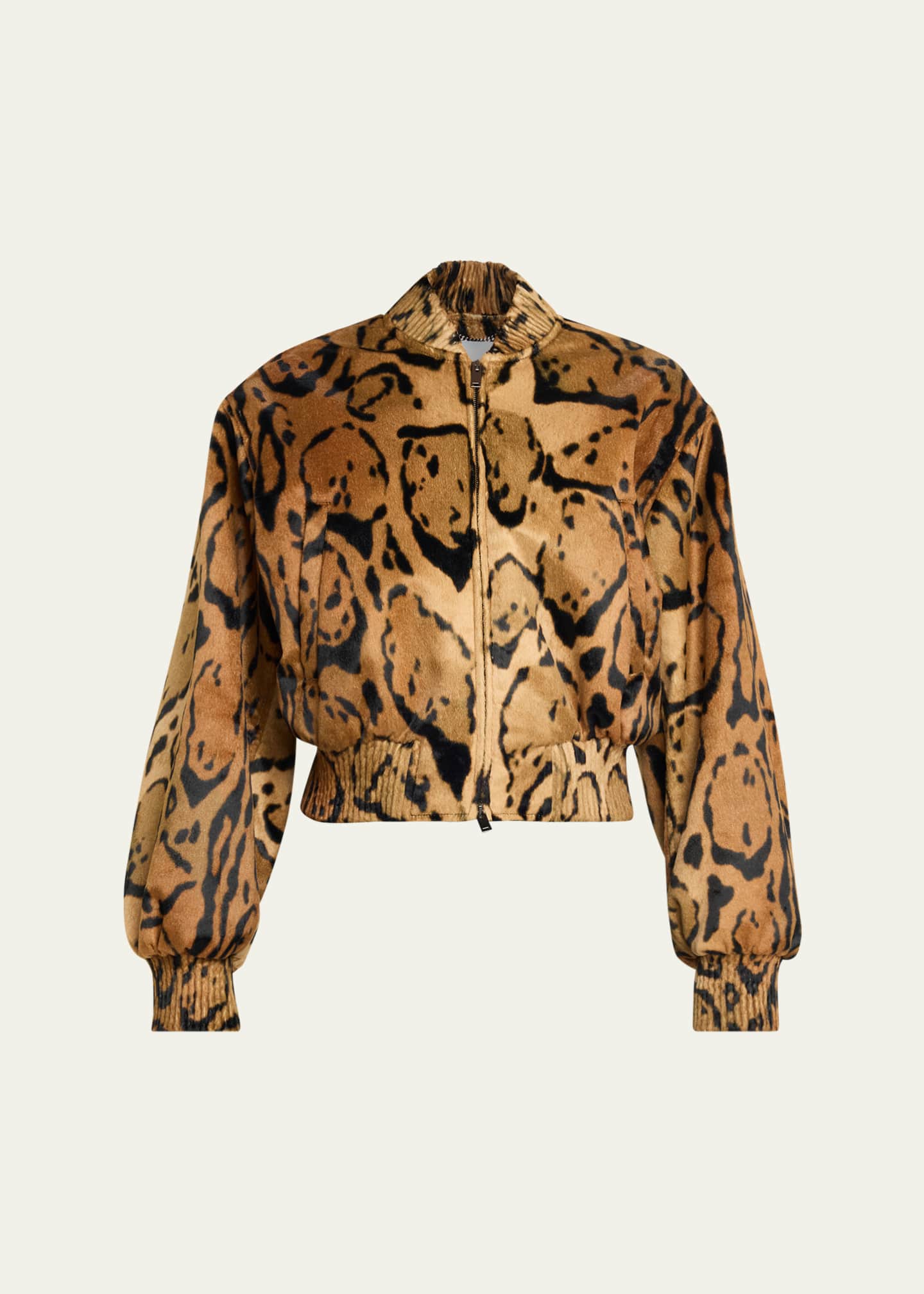 Stella McCartney Cloud Leopard Velvet Bomber Jacket - Bergdorf Goodman