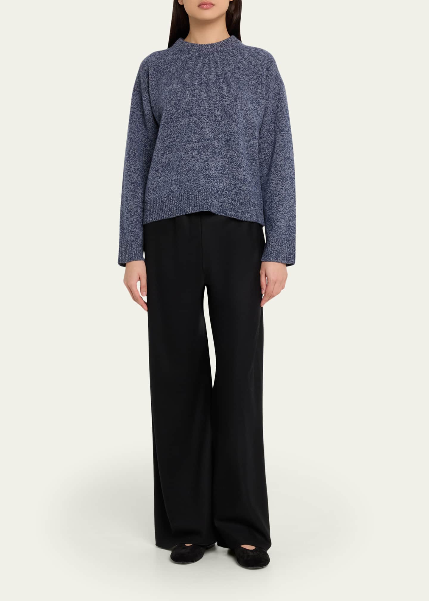 The Elder Statesman Zuma Marled Cashmere Crewneck Sweater