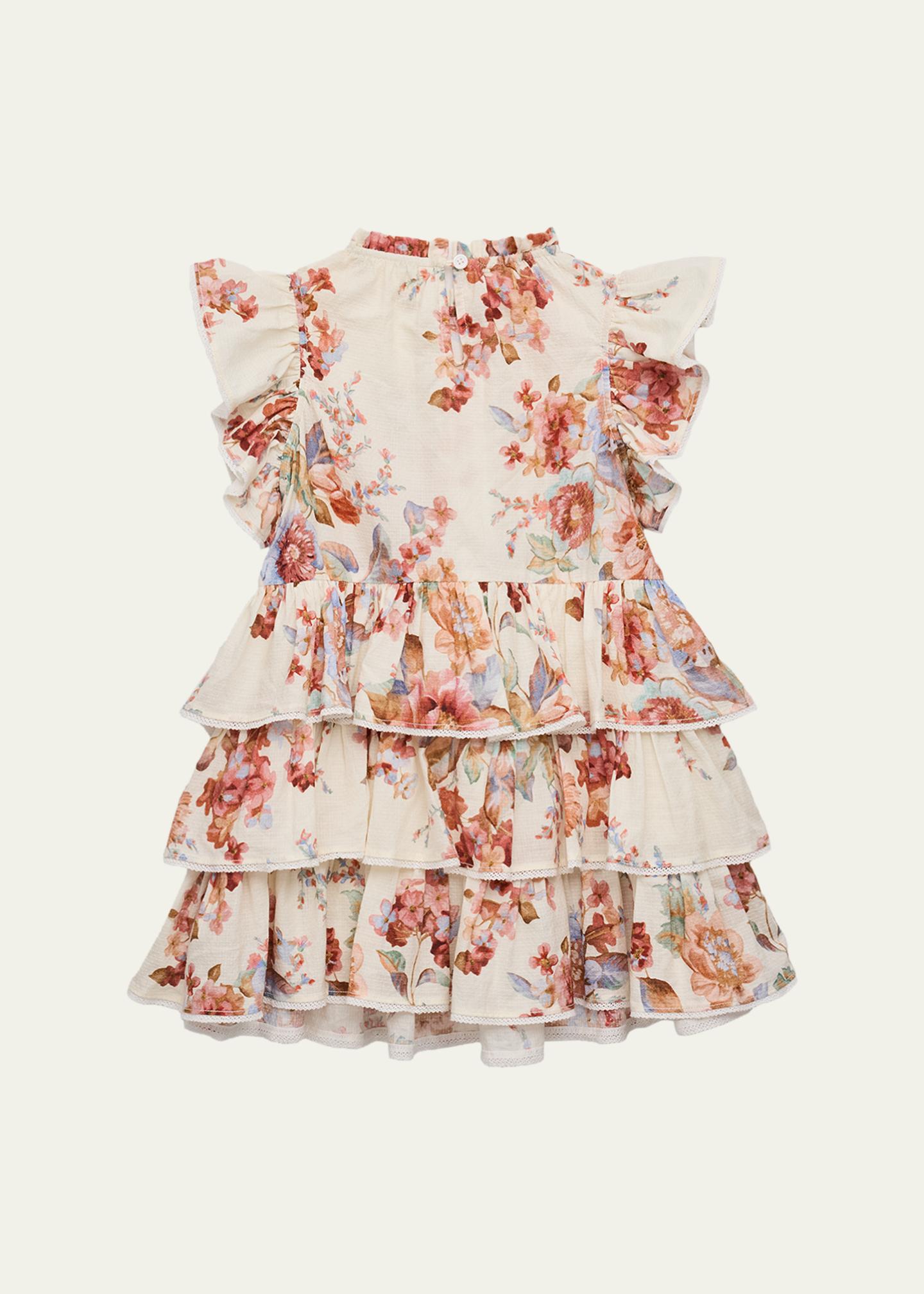 Zimmermann Girl's Awaken Flutter-Sleeve Tiered Dress, Size 1-12 ...