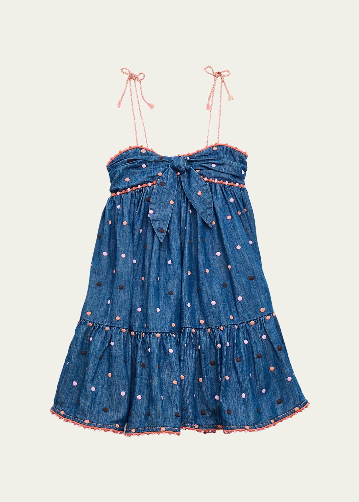 white christmas dresses Denim Embroidered Midi Shirt Dress Small main image 1
