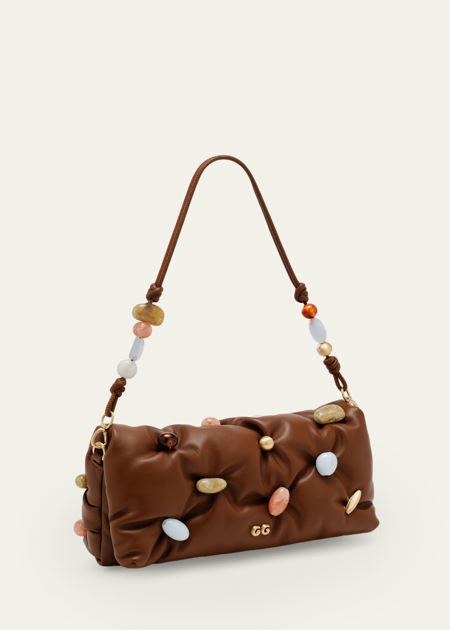 Cult Gaia Amalia Acrylic Bead-Embellished Leather Clutch Bag