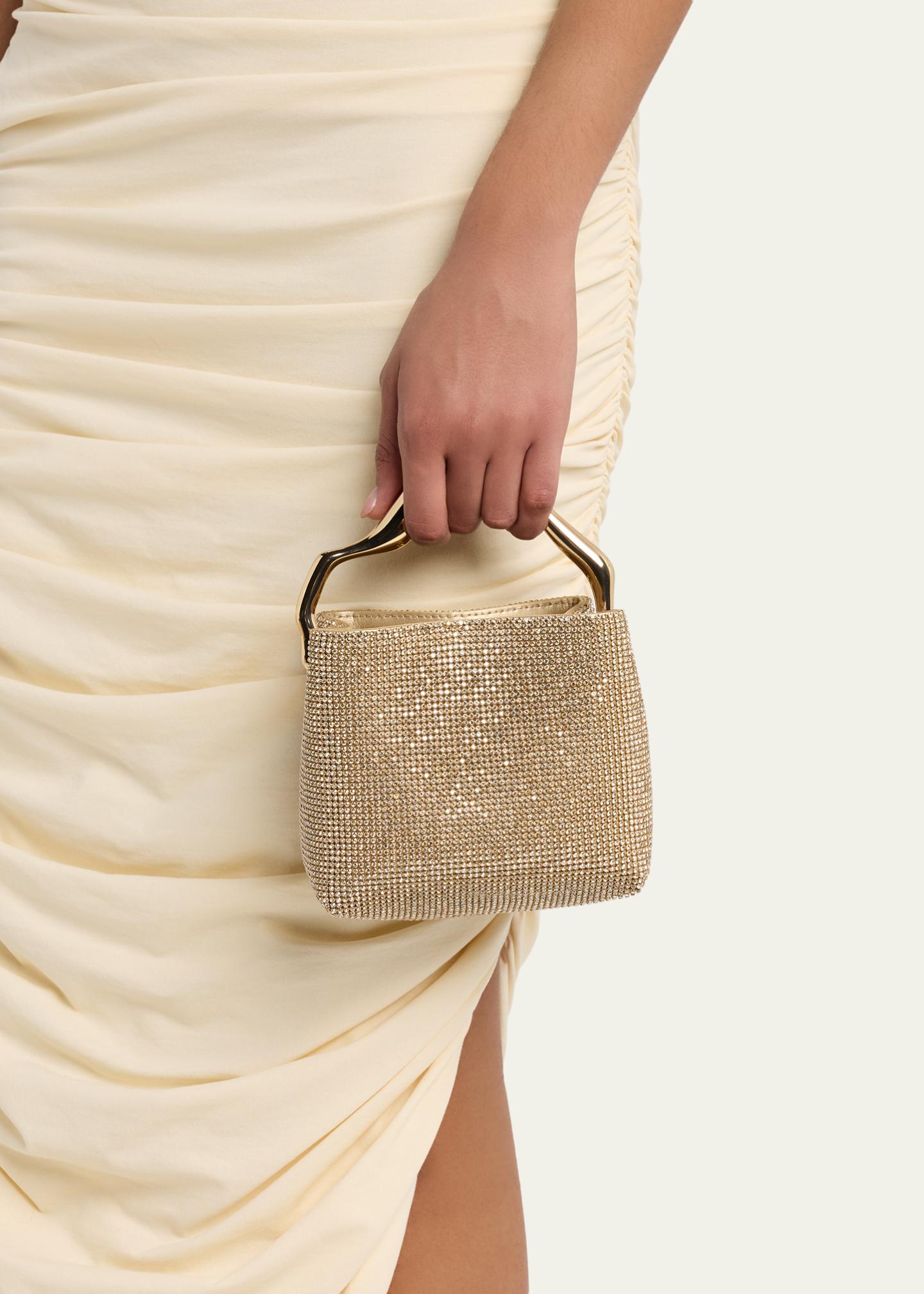 Cult Gaia Solene Mini Rhinestone Sculptural Top-Handle Bag