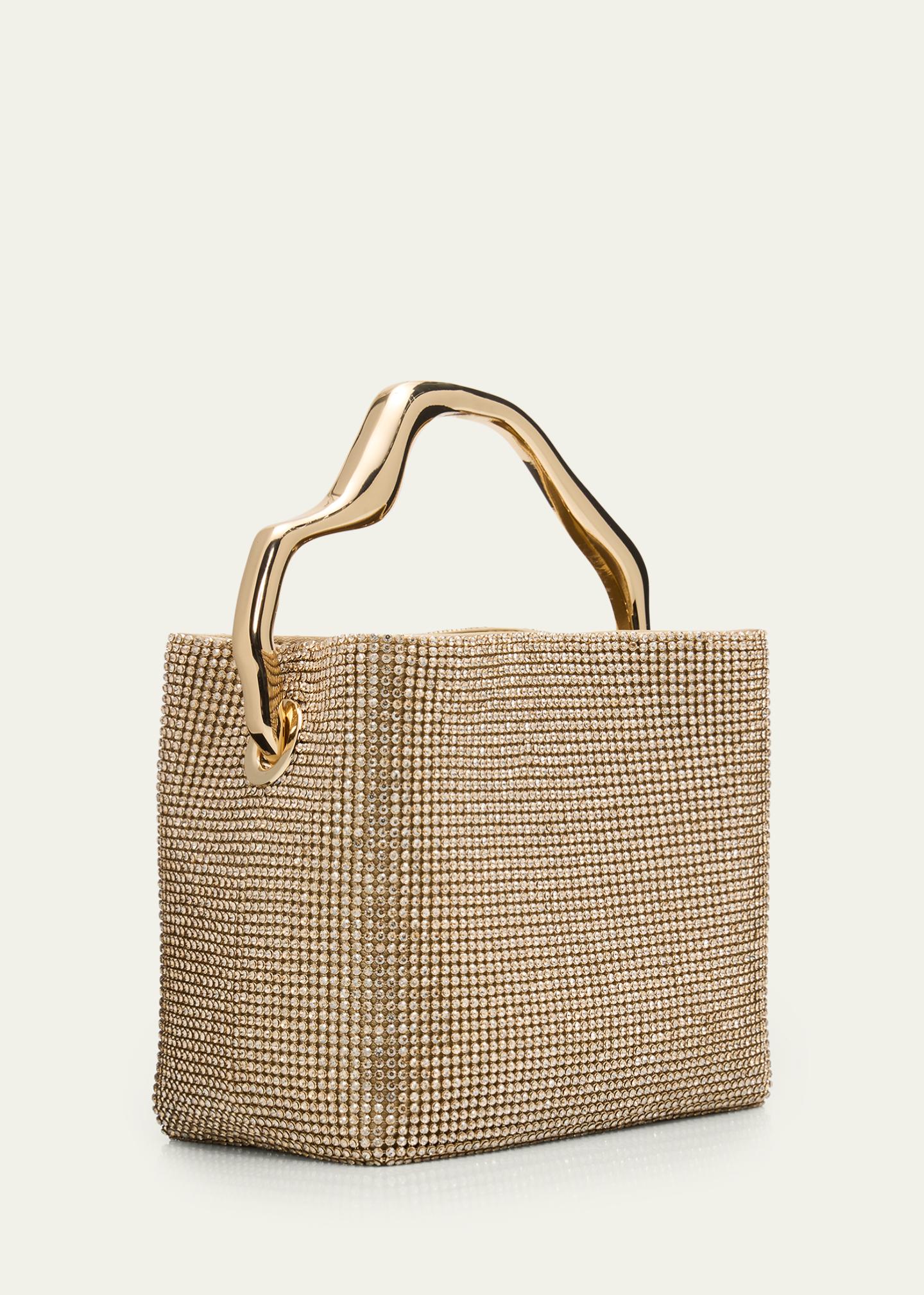 Cult Gaia Solene Mini Rhinestone Sculptural Top-Handle Bag