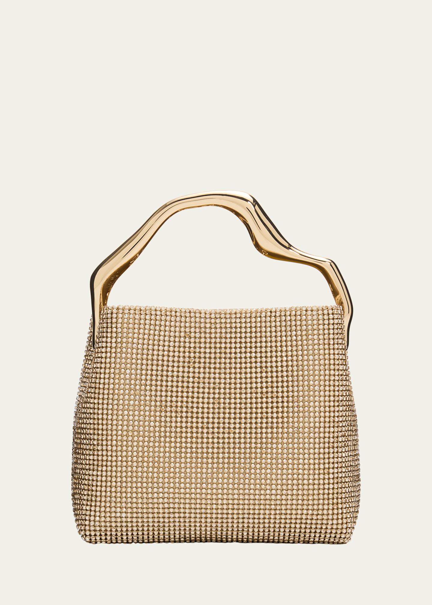 Cult Gaia Solene Mini Rhinestone Sculptural Top-Handle Bag