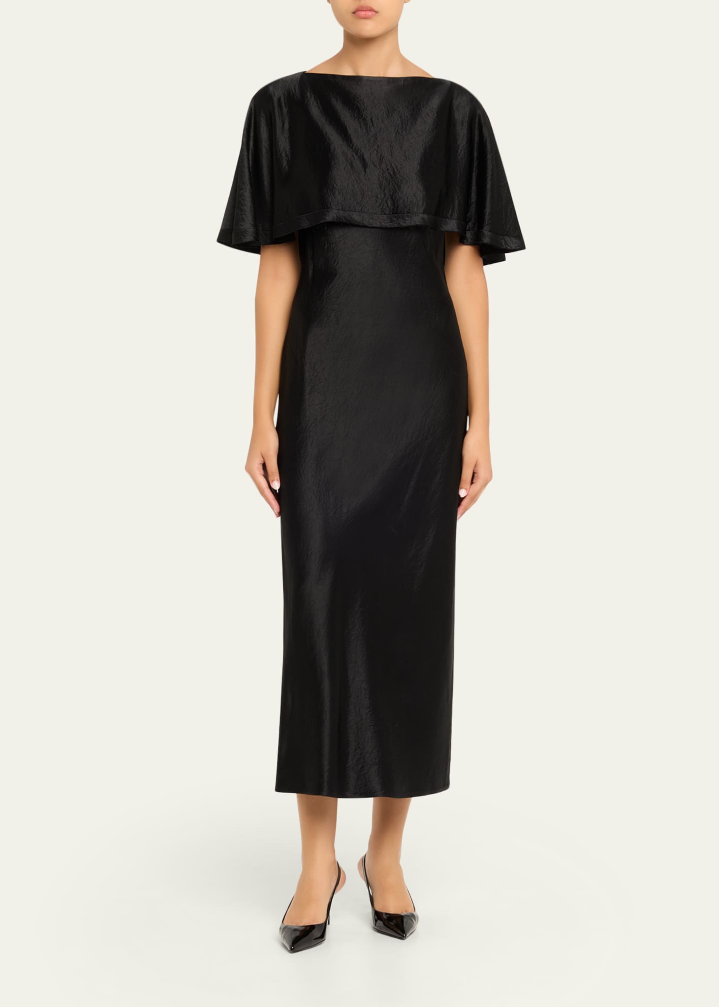 Jason Wu Collection Women's Washed Twill Cape Midi Dress - Black - Size 4