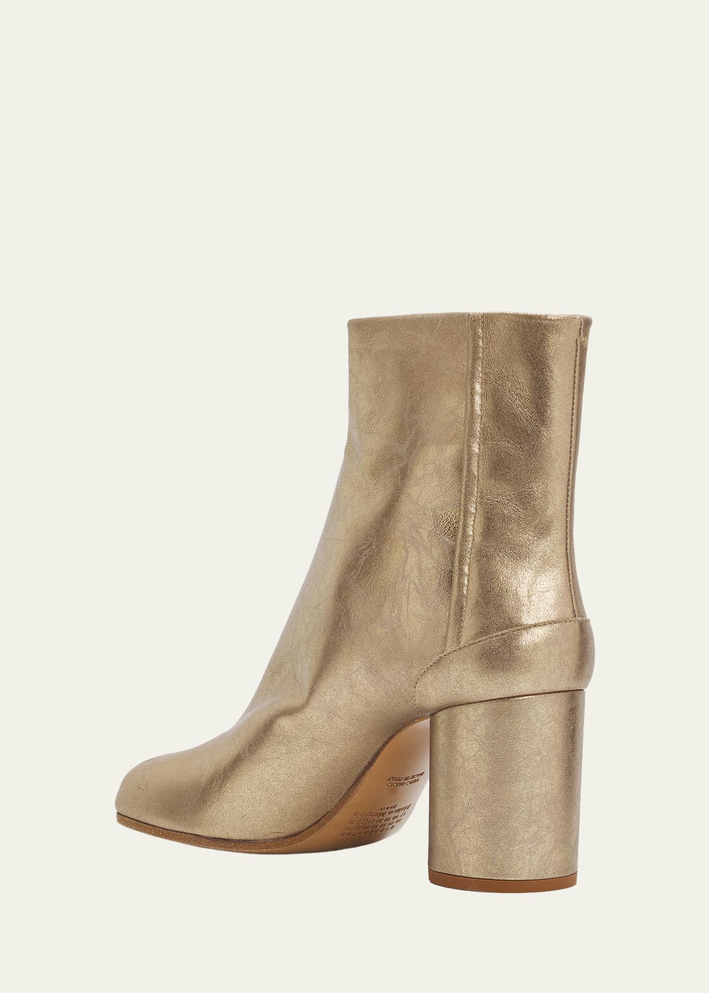 Maison Margiela 80mm Tabi Metallic Leather Split-Toe Ankle Boots 