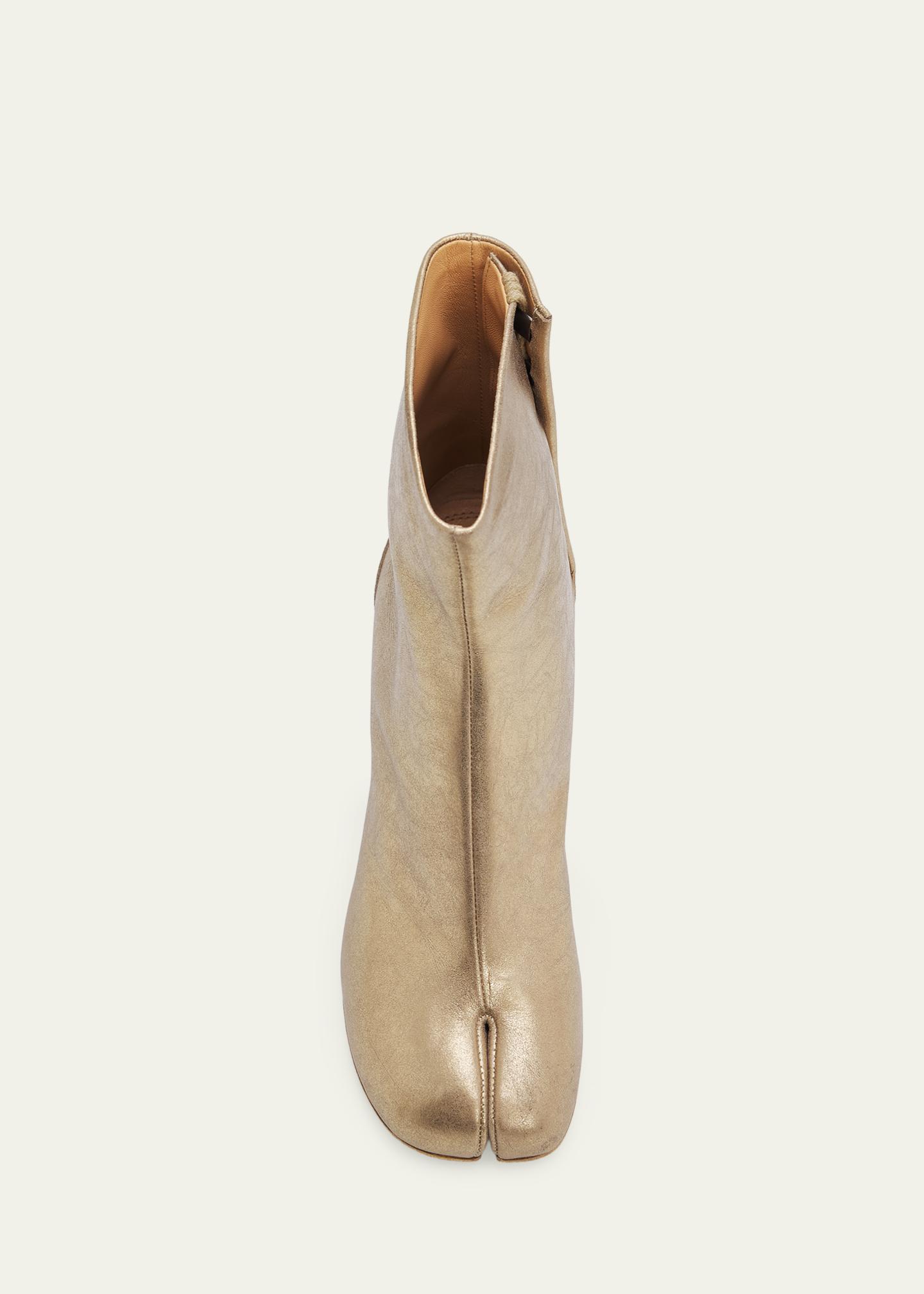 Maison Margiela 80mm Tabi Metallic Leather Split-Toe Ankle Boots
