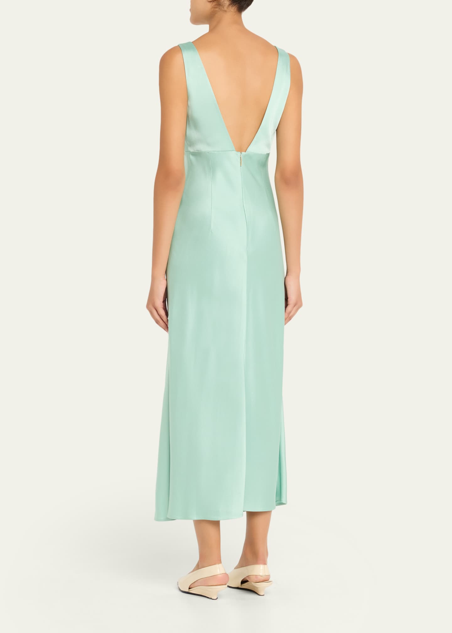 Jason Wu Collection Sleeveless Bias-Cut Crepe Satin Maxi Dress, Pale Sage, Women's, 10, Casual & Work Dresses Maxi Dresses