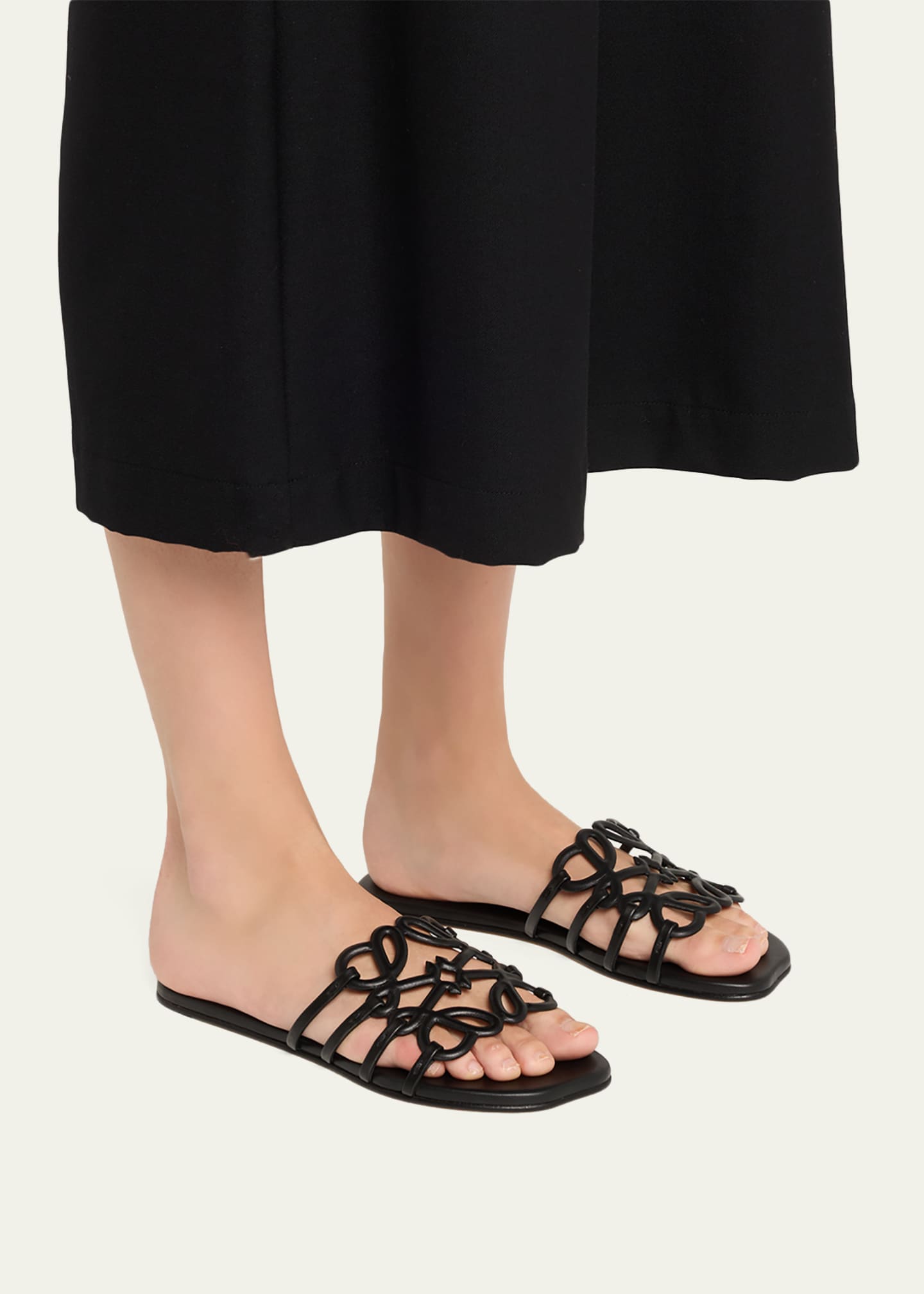 Loewe x Paula's Ibiza Petal Leather Anagram Slide Sandals
