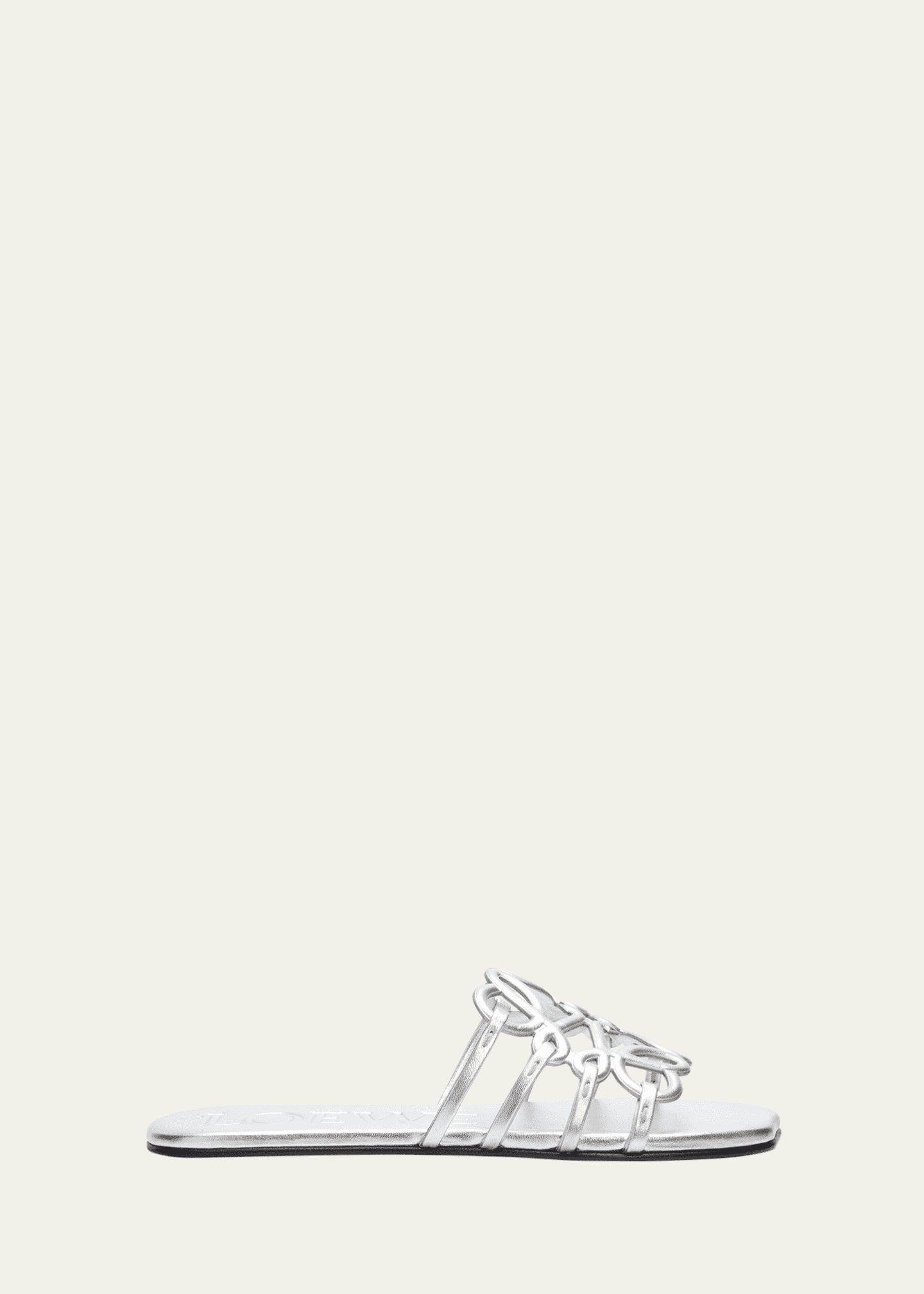 Loewe x Paula's Ibiza Petal Anagram Metallic Leather Slide Sandals