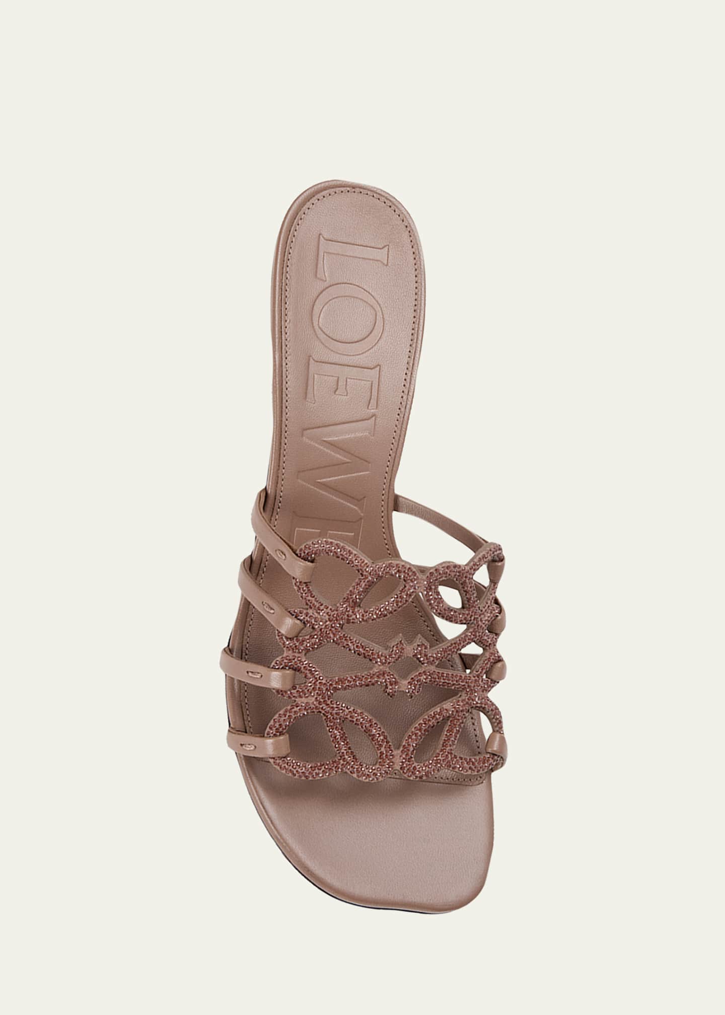 Loewe 45mm Petal Anagram Embellished Leather Mule Sandals