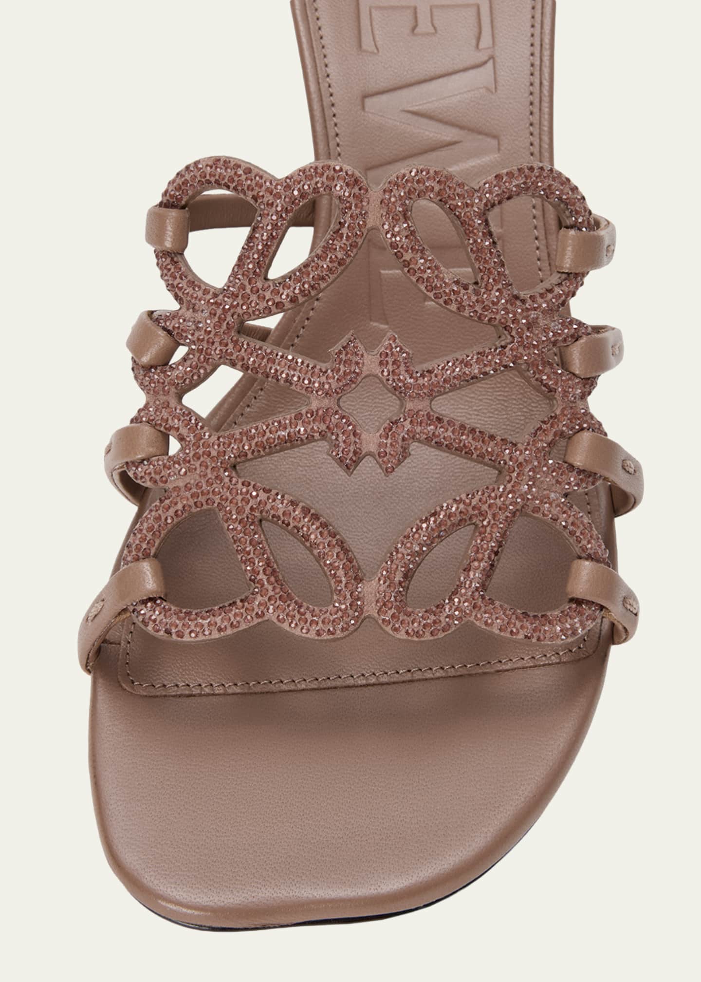 Loewe 45mm Petal Anagram Embellished Leather Mule Sandals
