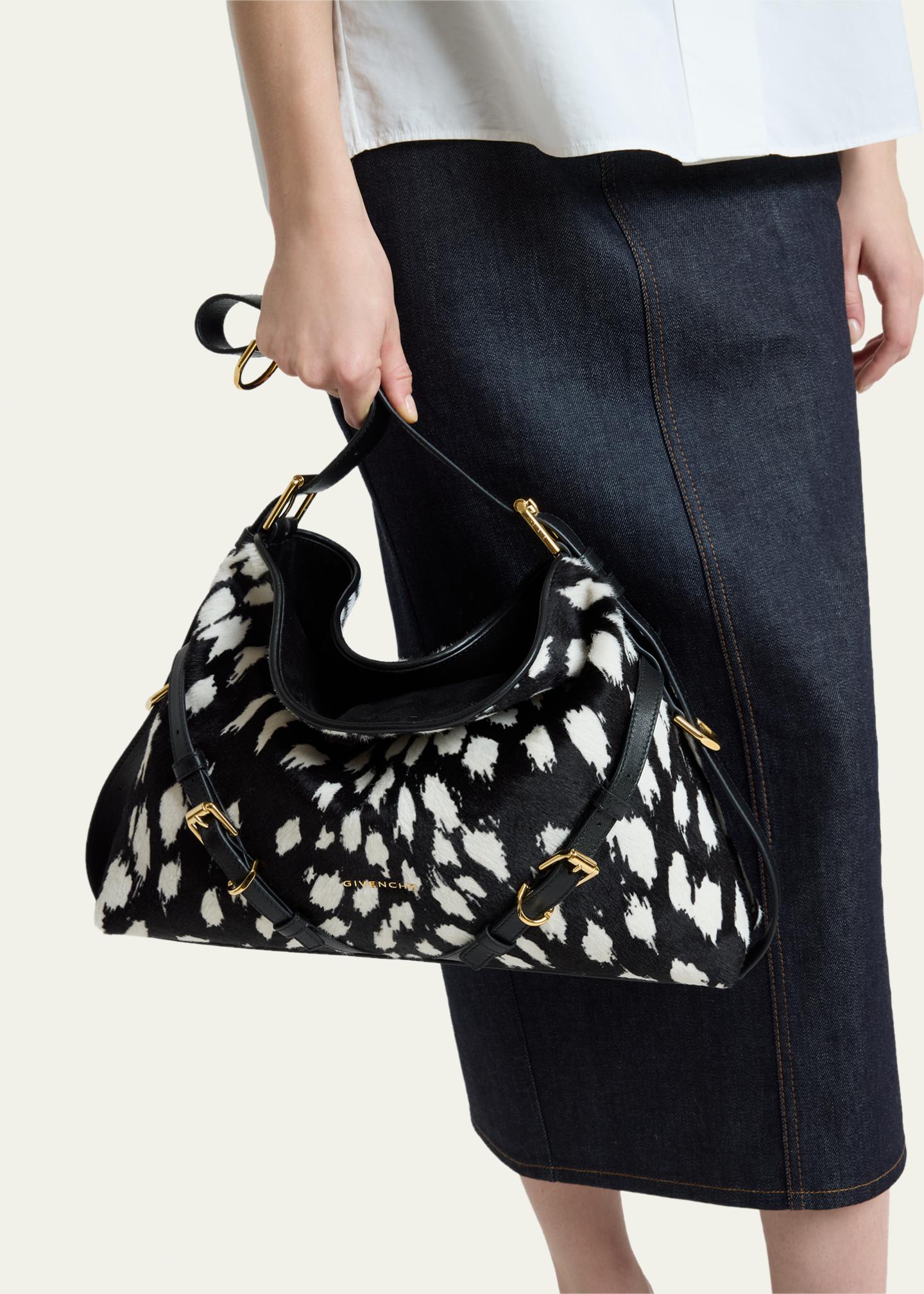 Givenchy Voyou Medium Snow Leopard-Print Calf Hair Shoulder Bag