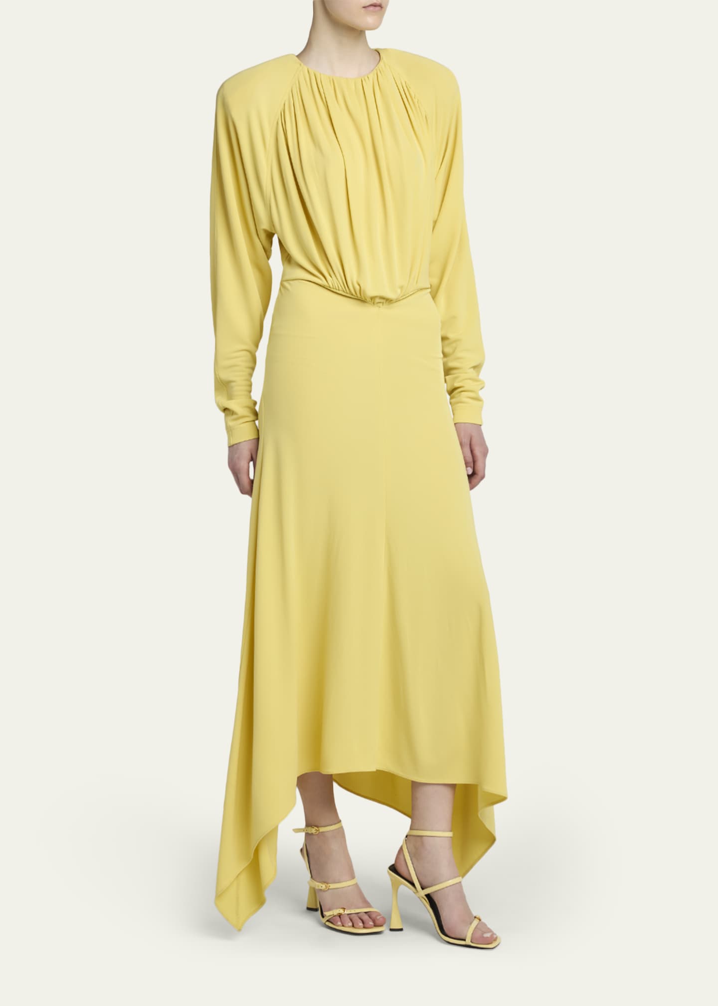 Stella Mccartney Women's Gathered Long Sleeve Jersey Midi Dress - Yellow - Casual Dresses