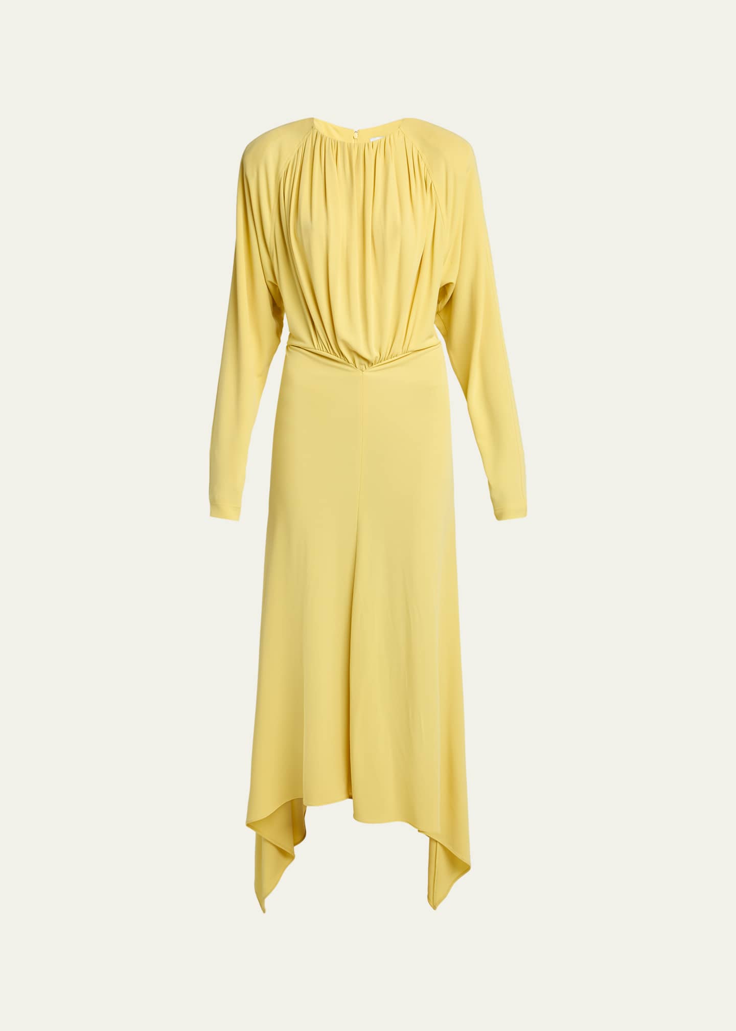 Stella Mccartney Women's Gathered Long Sleeve Jersey Midi Dress - Yellow - Casual Dresses