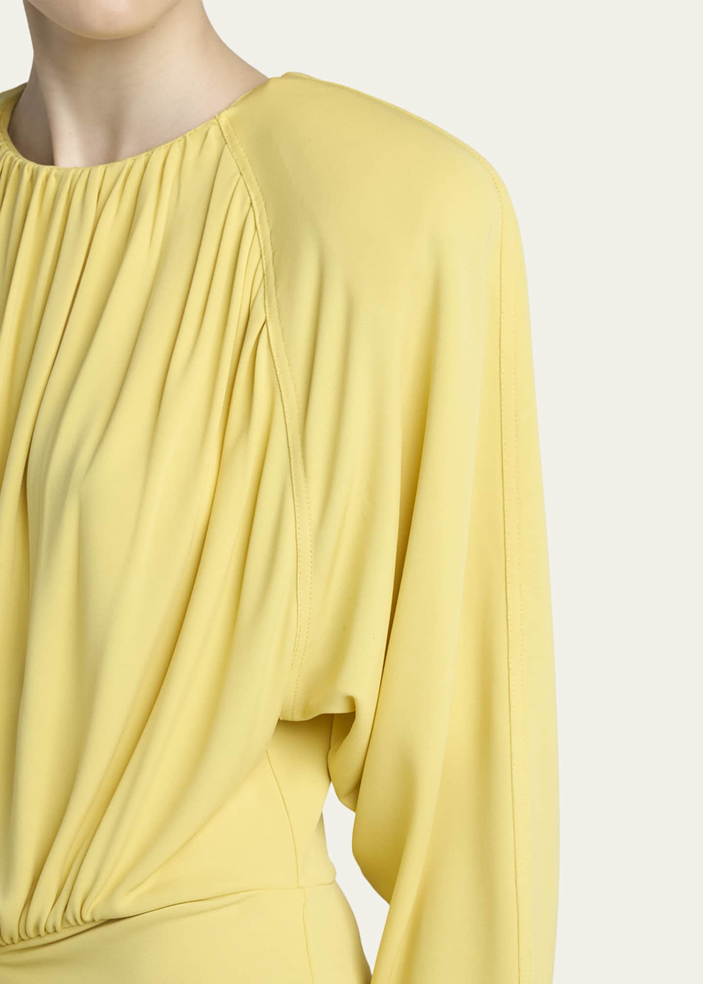 Stella Mccartney Women's Gathered Long Sleeve Jersey Midi Dress - Yellow - Casual Dresses