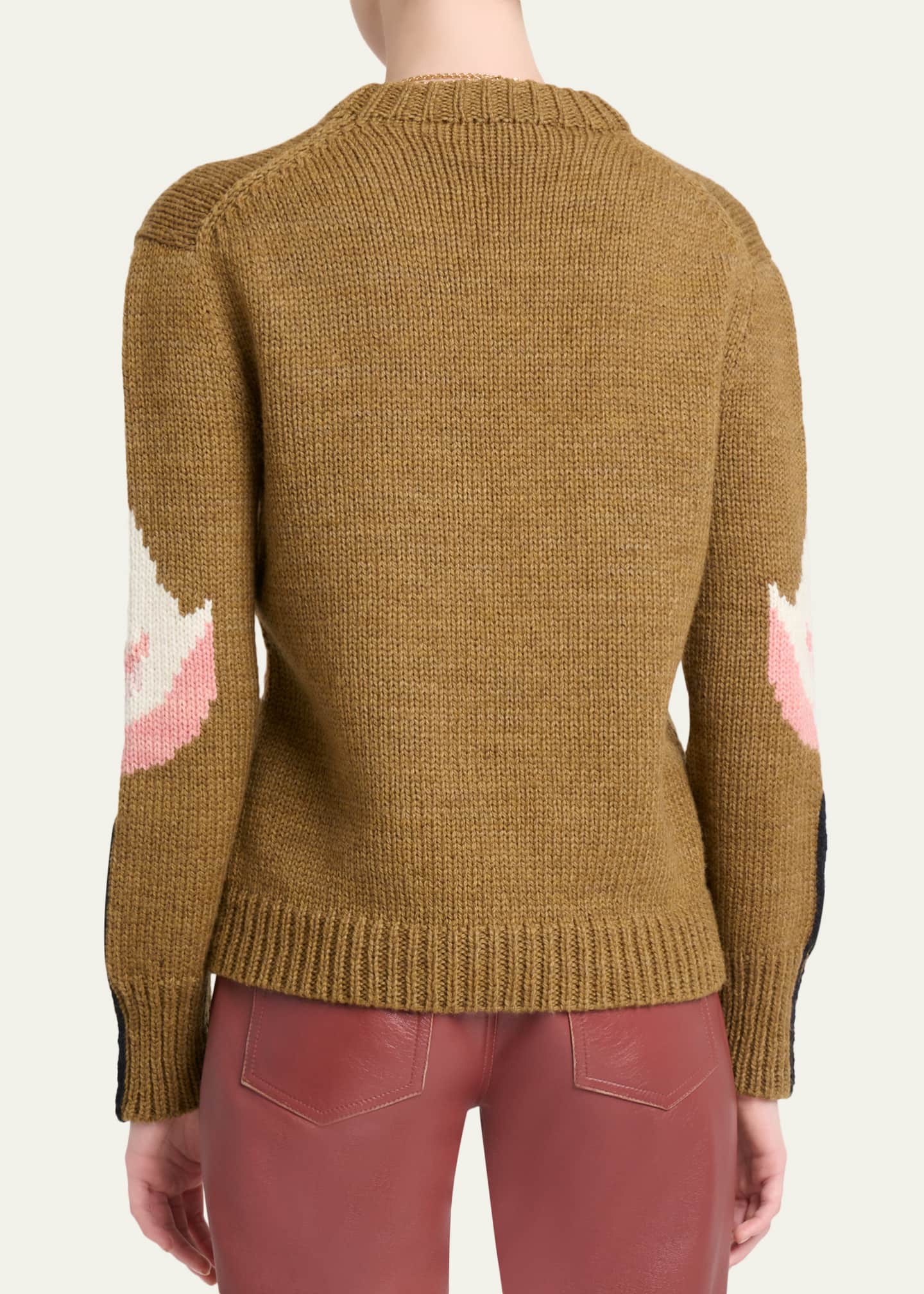 Chloe Flamingo Wool Knit Crewneck Sweater - Bergdorf Goodman