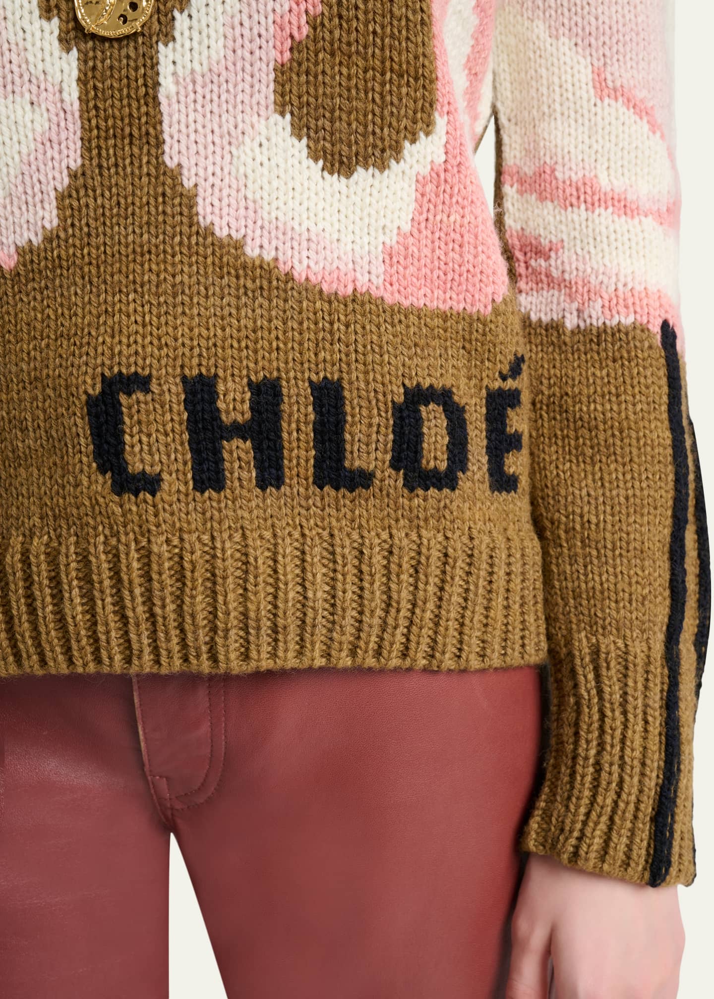 Chloe Flamingo Wool Knit Crewneck Sweater - Bergdorf Goodman