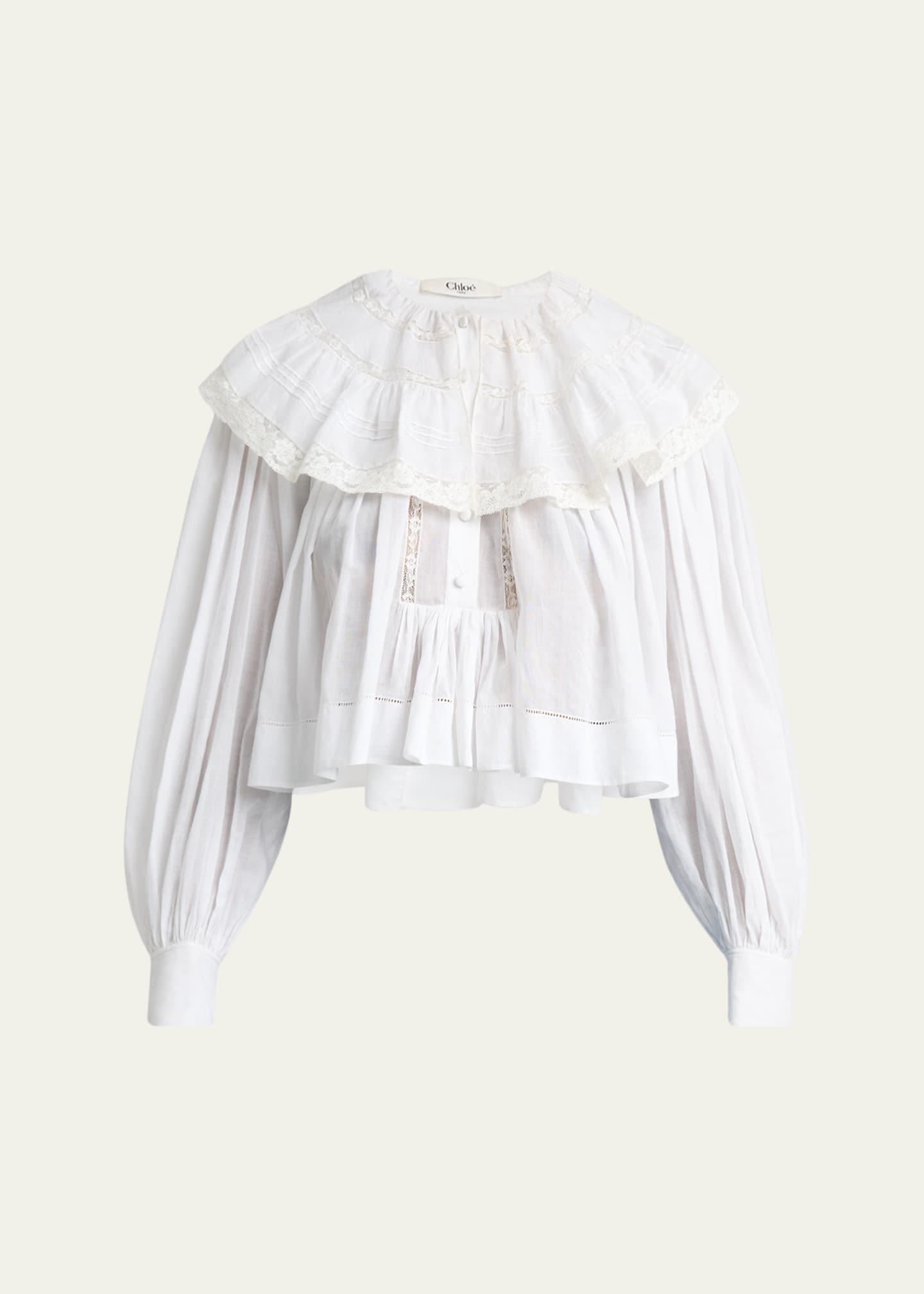 Chloe Light Cotton Voile Capelet Crop Blouse - Bergdorf Goodman