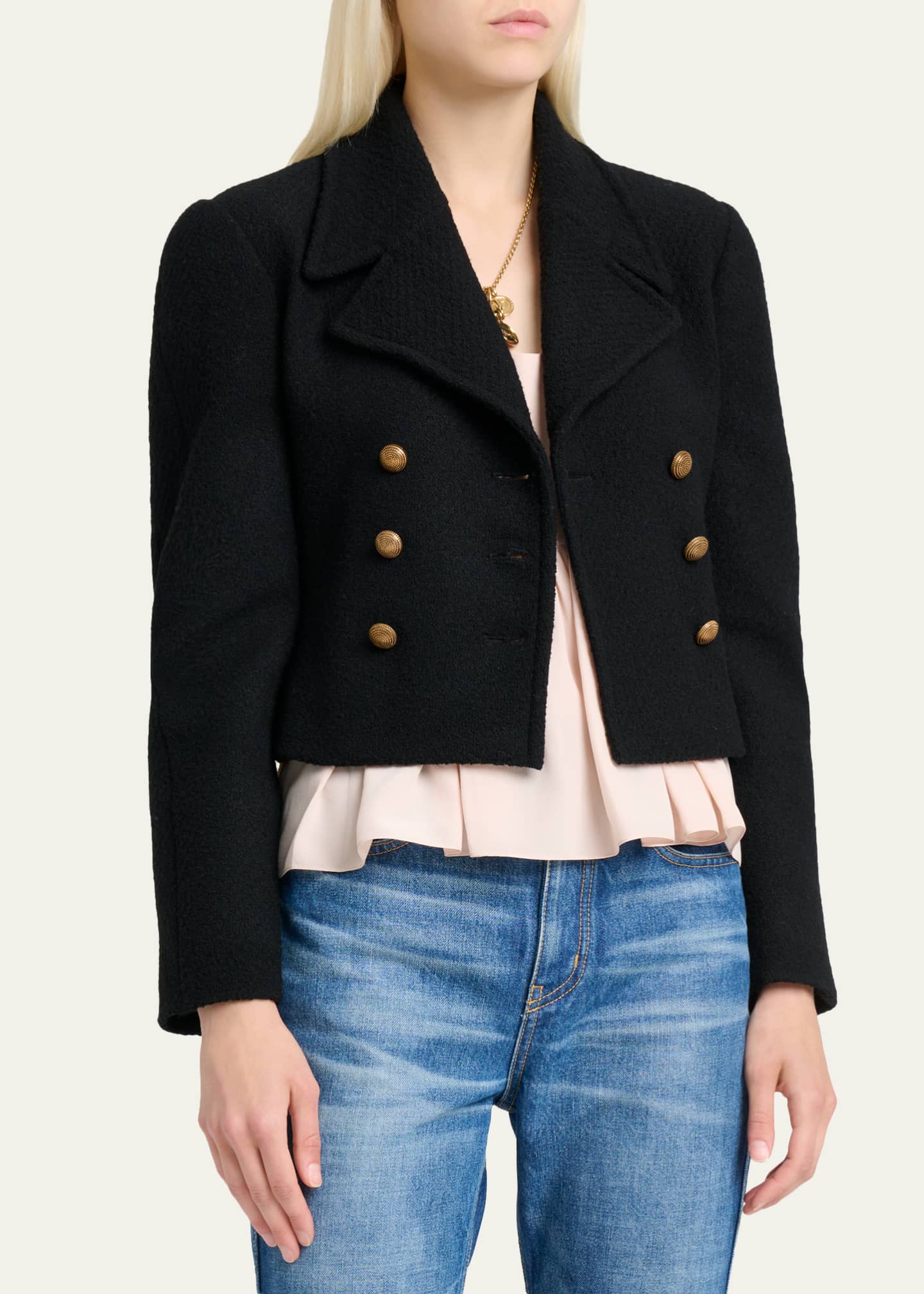 Chloe Double-Breasted Wool Bouclette Crop Jacket - Bergdorf Goodman
