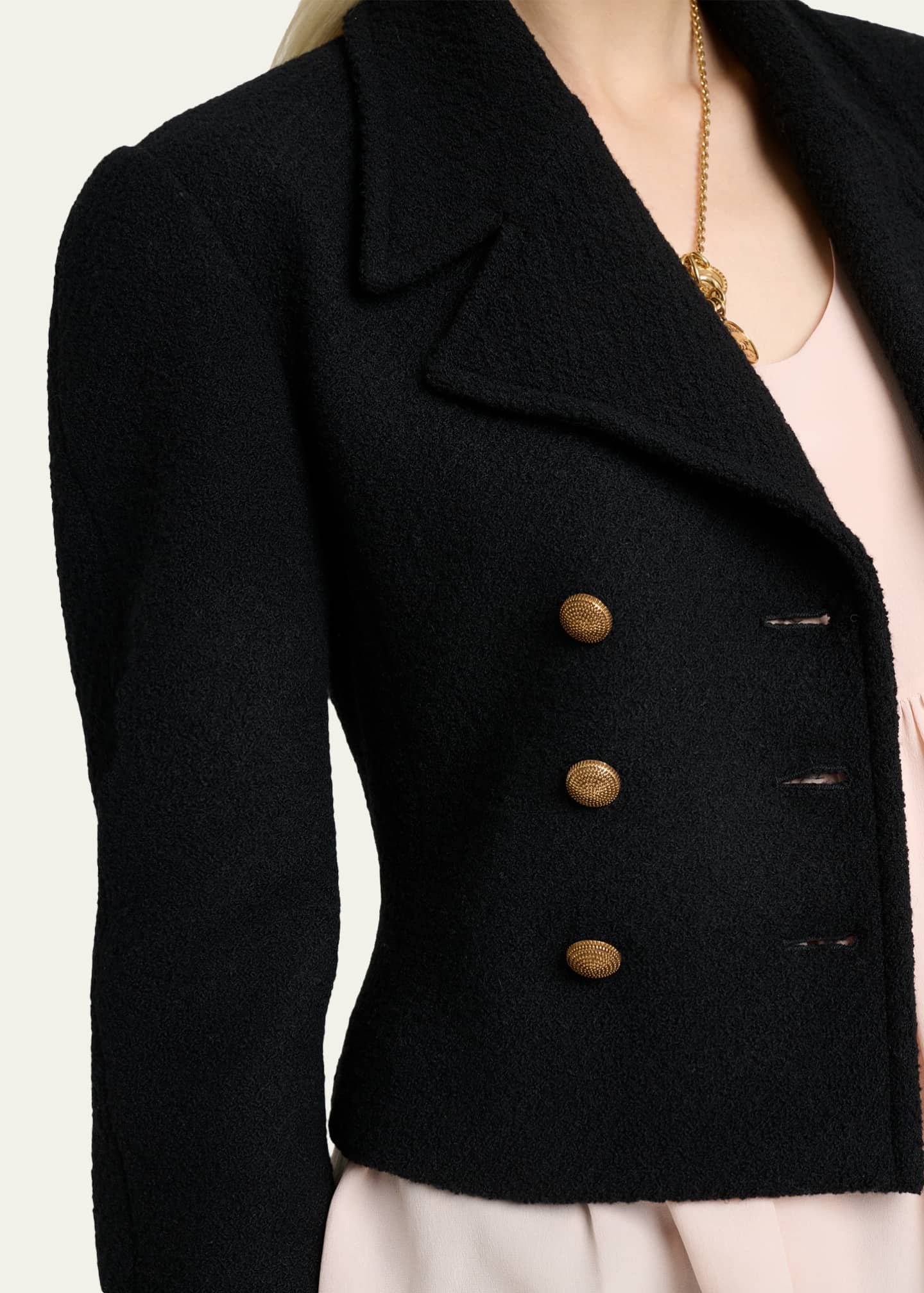 Chloe Double-Breasted Wool Bouclette Crop Jacket - Bergdorf Goodman