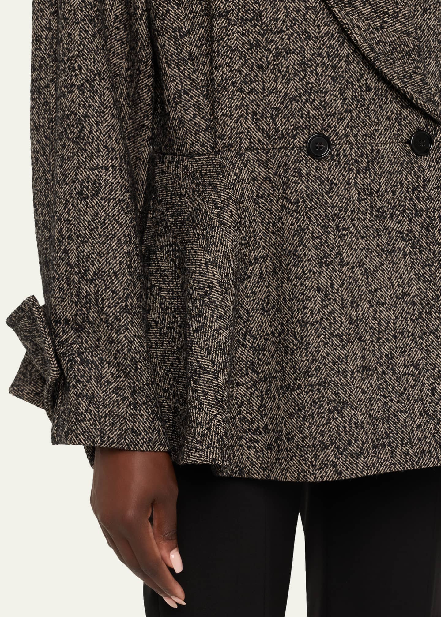 Chloe Double-Breasted Herringbone Oversized Peplum Coat - Bergdorf