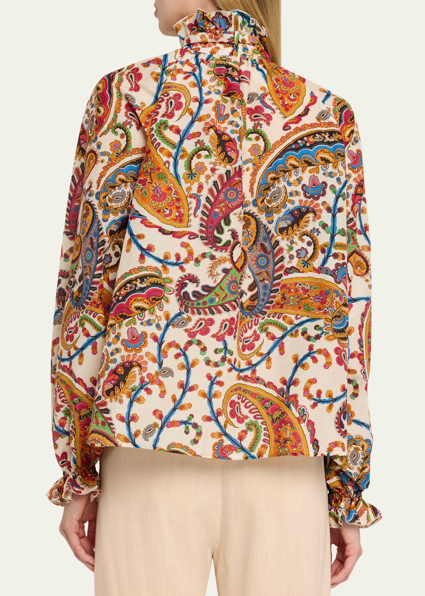 Etro Paisley Ruffle Long-Sleeve Blouse - Bergdorf Goodman