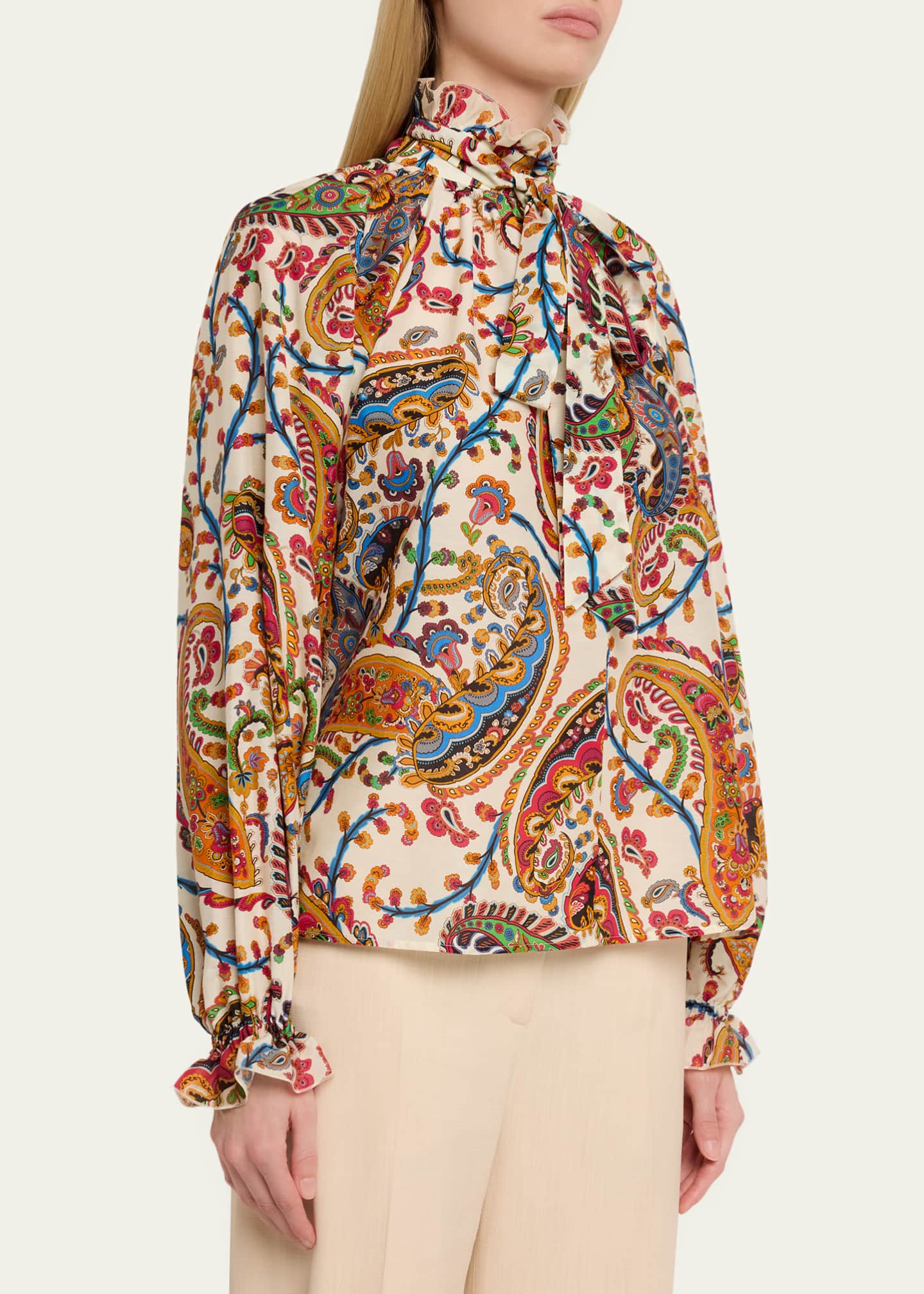 Etro Paisley Ruffle Long-Sleeve Blouse - Bergdorf Goodman