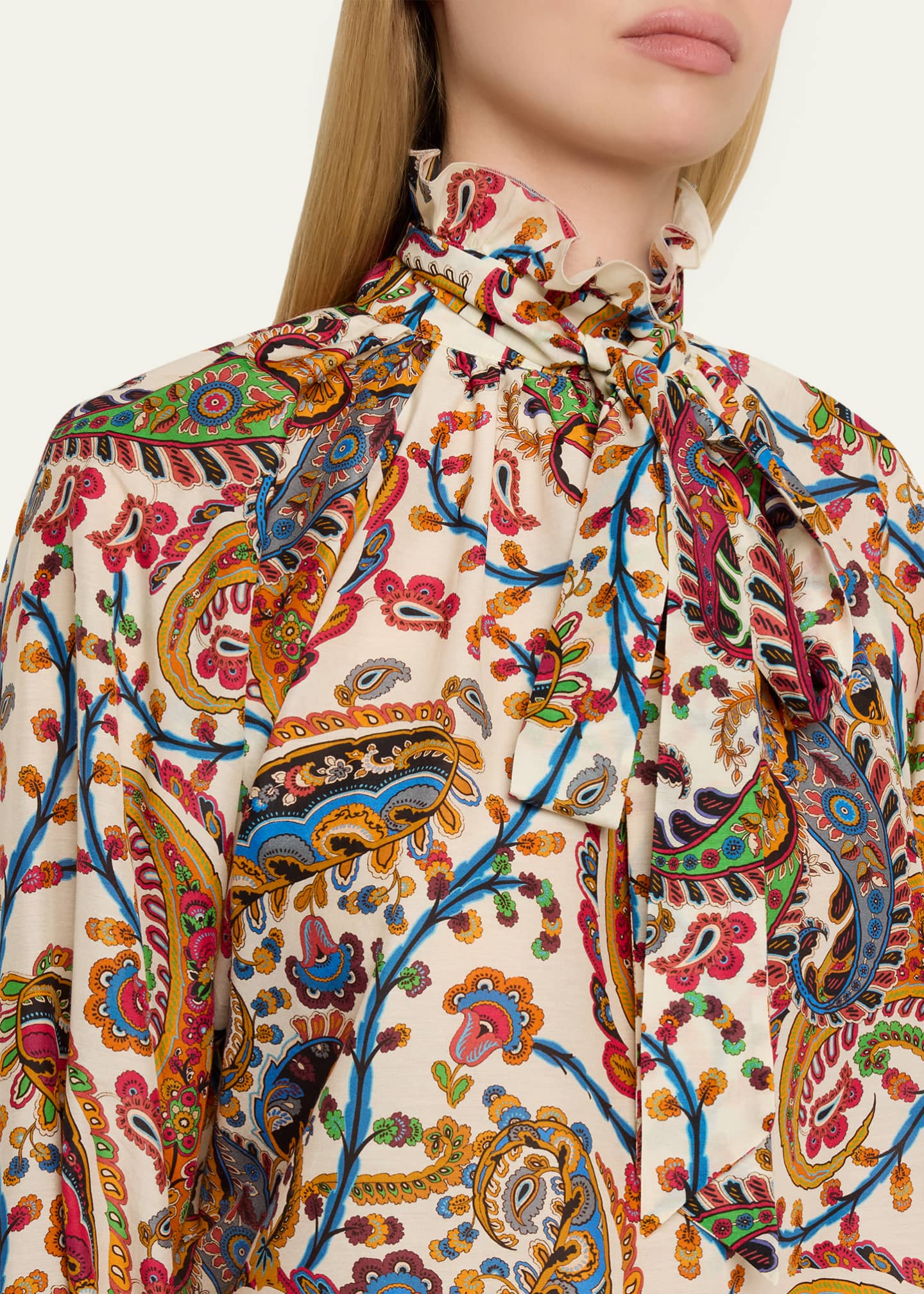Etro Paisley Ruffle Long-Sleeve Blouse - Bergdorf Goodman