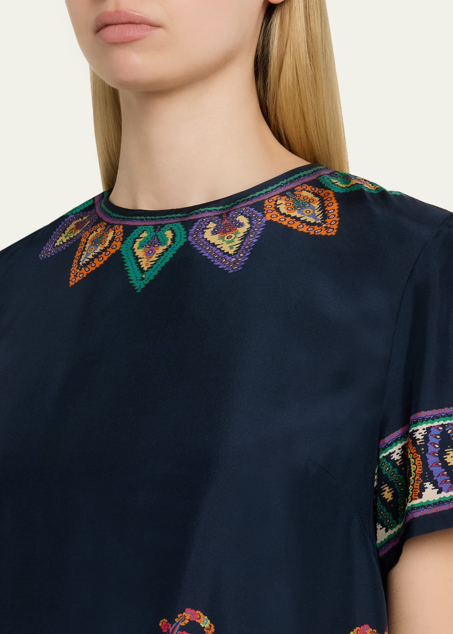 etro embroidered dress Floral Embroidered Cotton Sleeveless Pleated Midi Dress