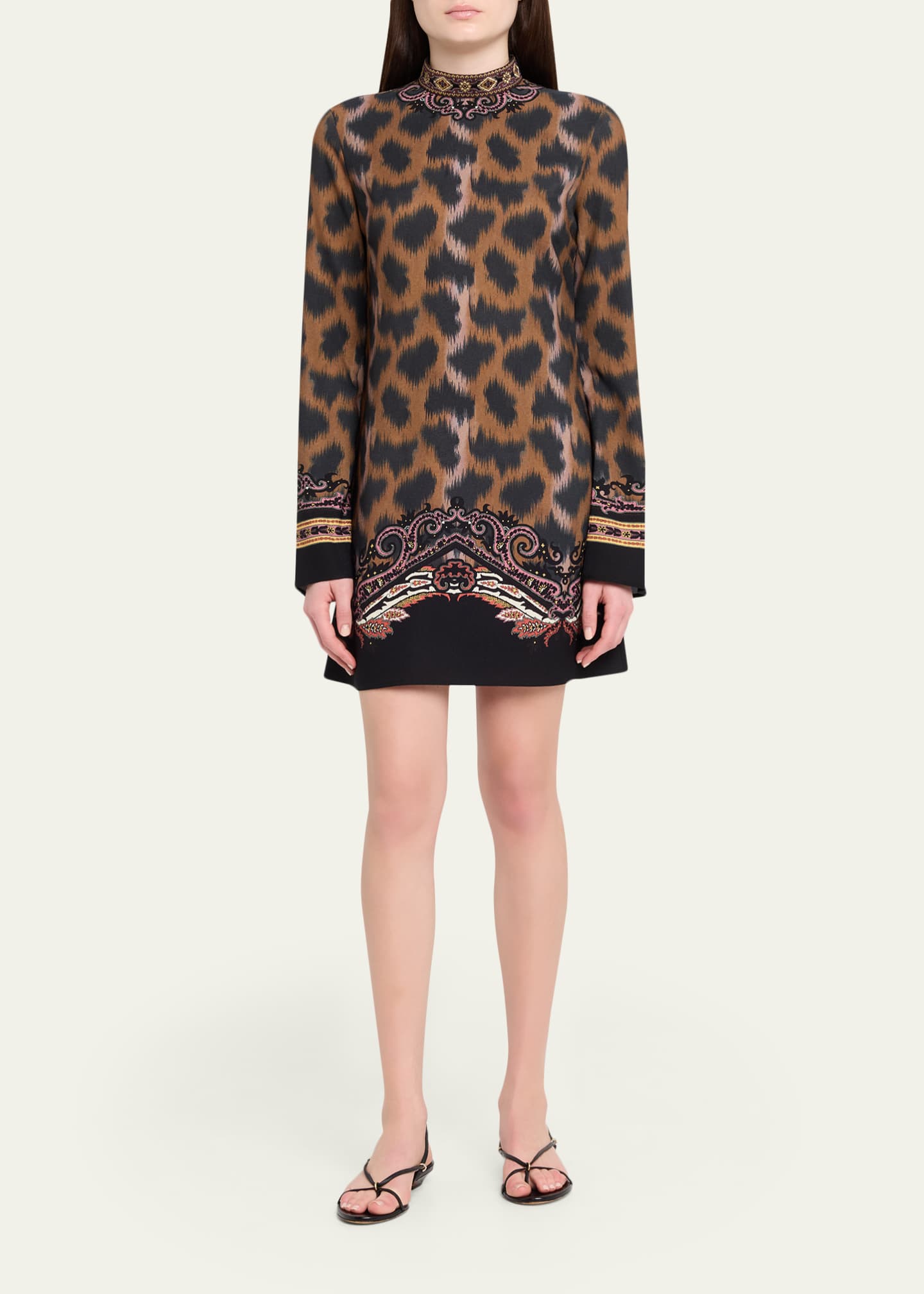 knee length dresses for ladies Leopard Mini Dress | SAINT LAURENT