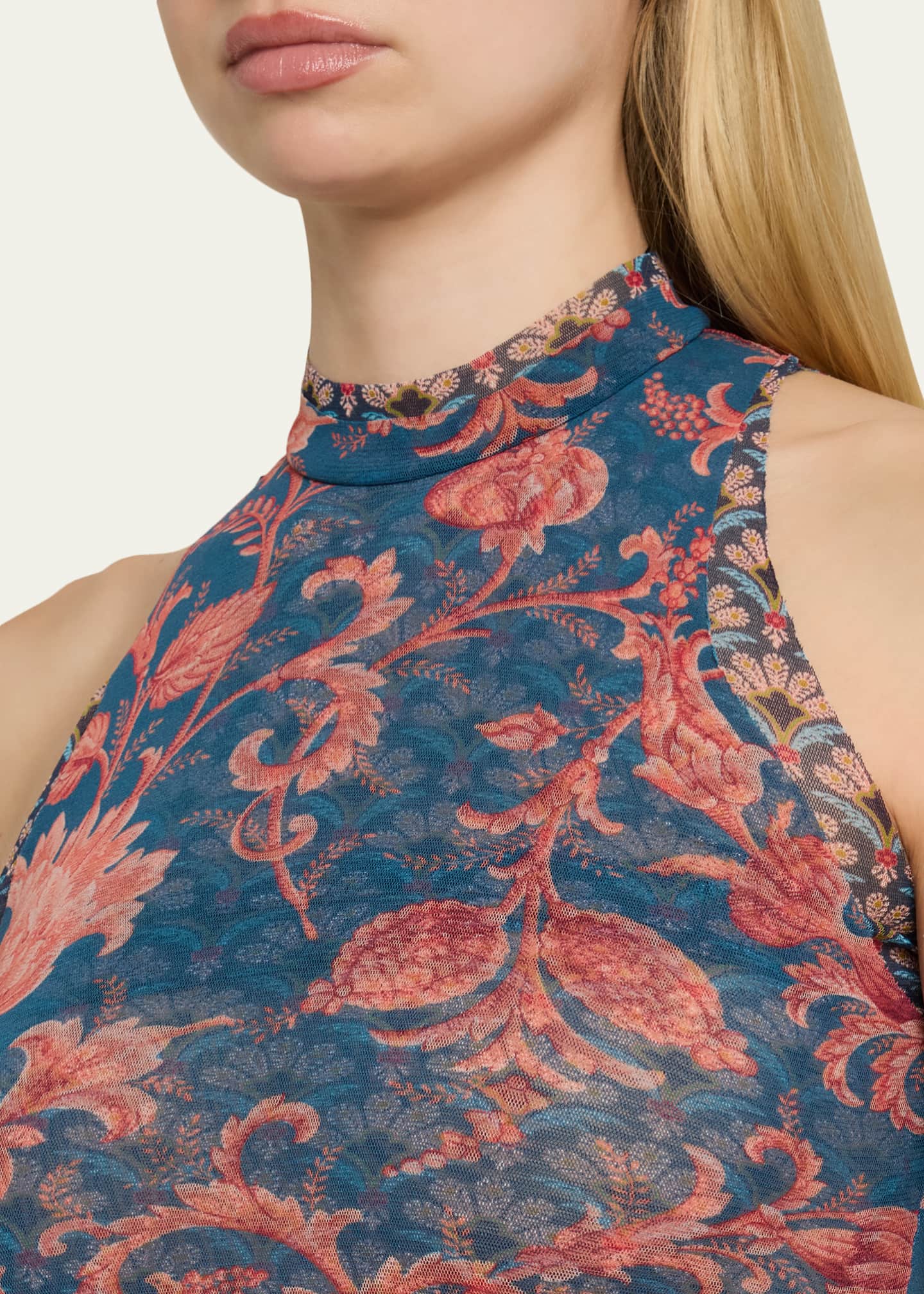 Etro Floral Stretch Tulle Ruffle Mermaid Midi Dress - Bergdorf Goodman