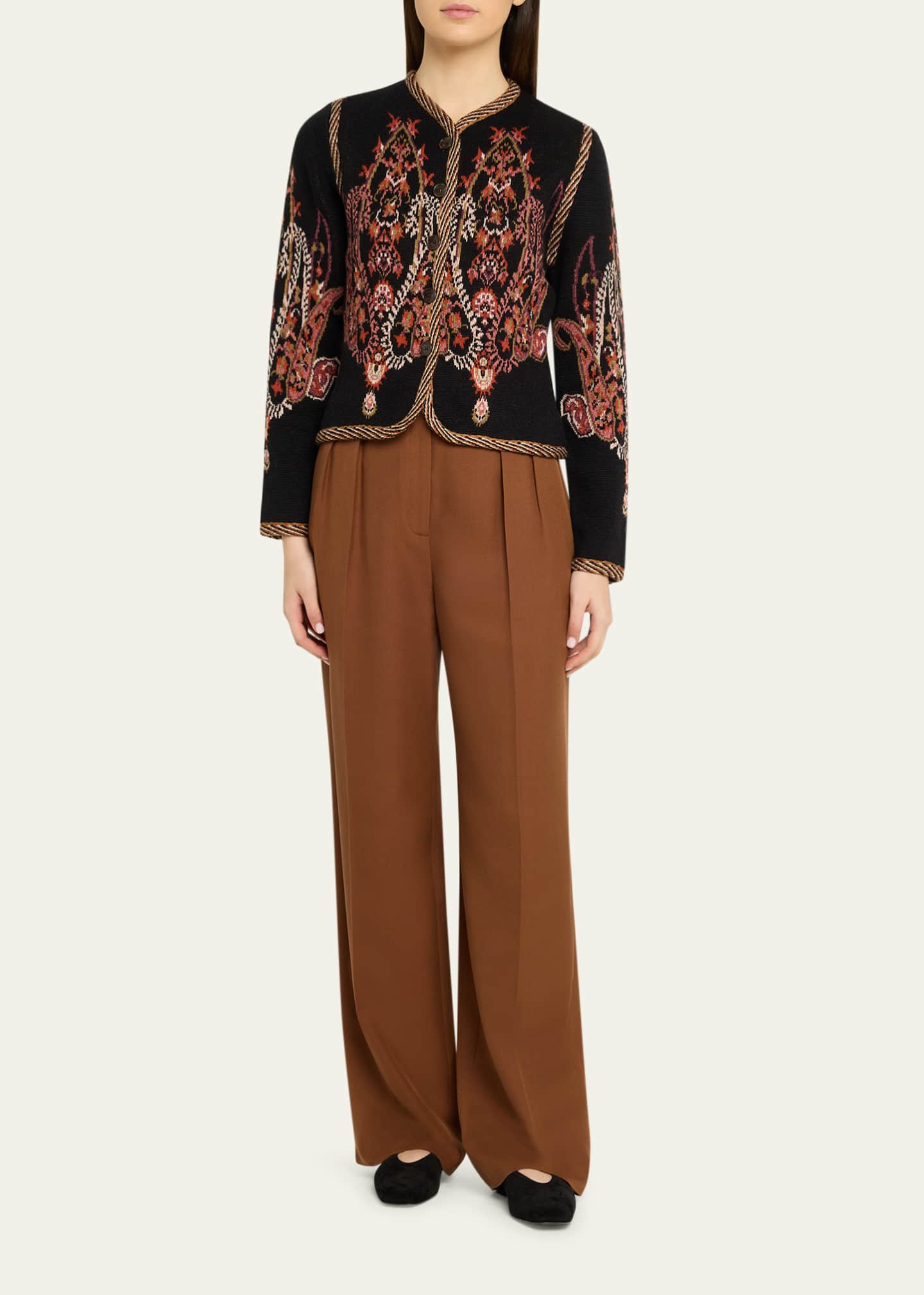 Etro Paisley Jacquard Cropped Wool-Blend Cardigan - Bergdorf Goodman