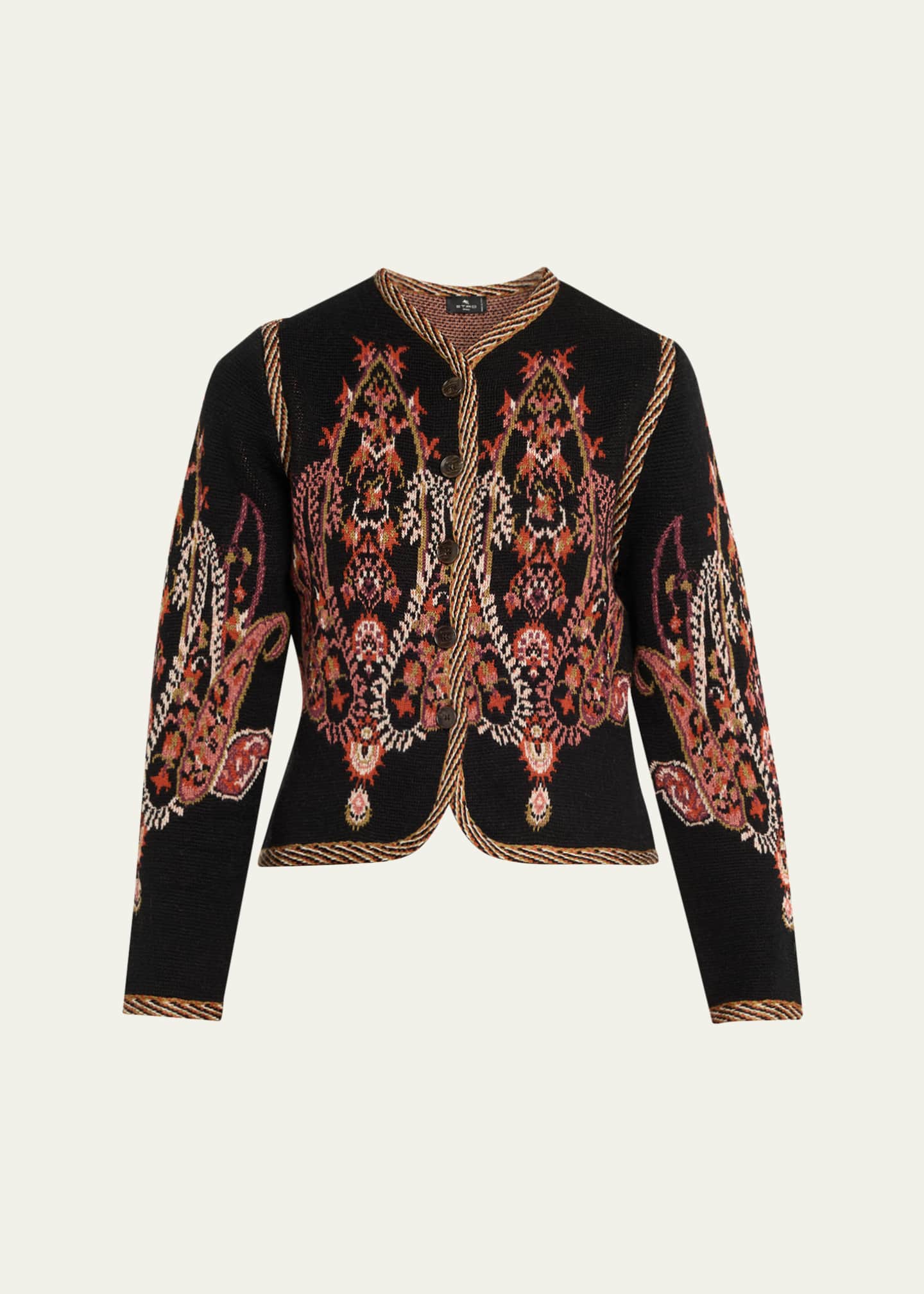 Etro Paisley Jacquard Cropped Wool-Blend Cardigan - Bergdorf Goodman