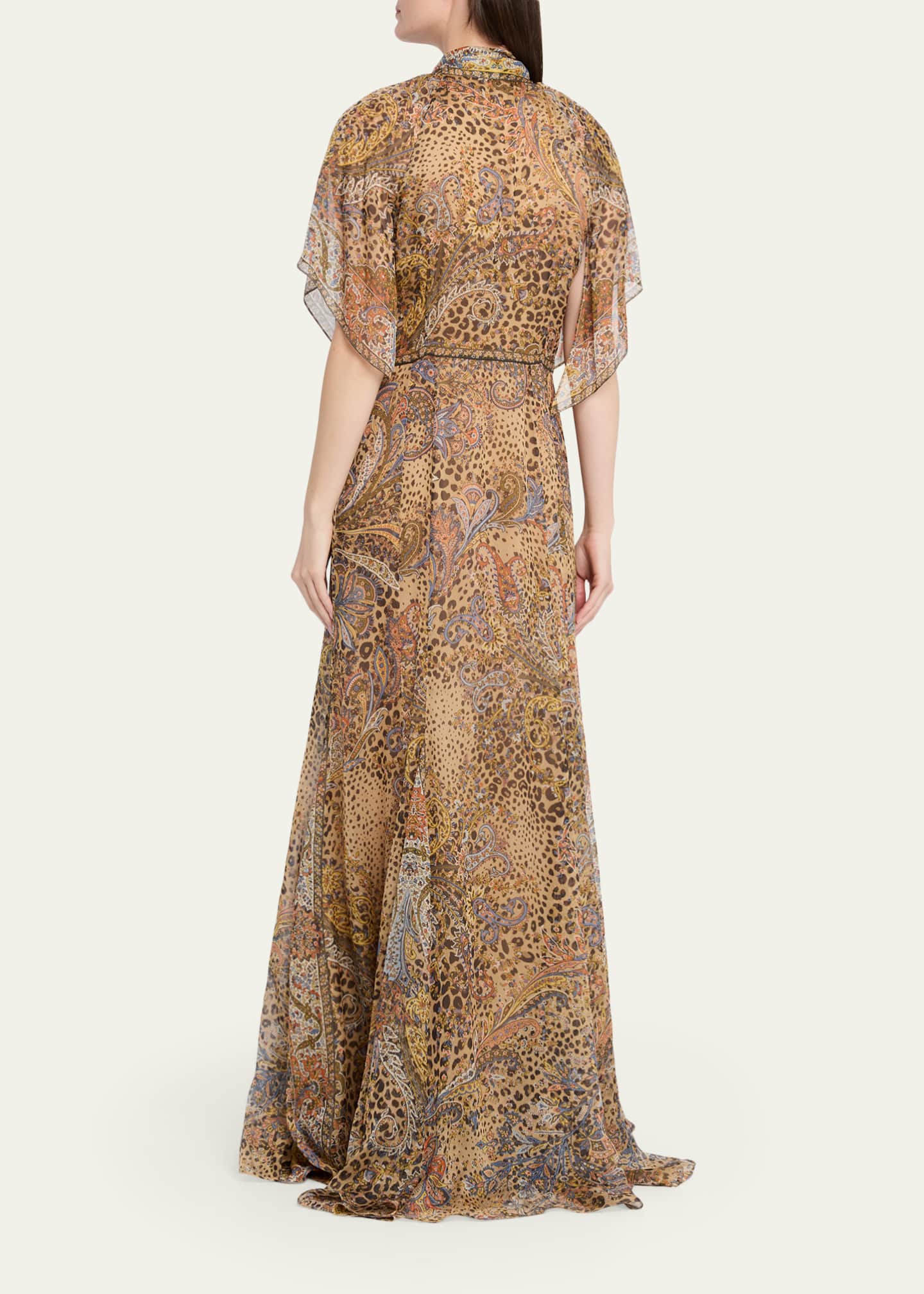 Etro Paisley Animal-Print Silk Chiffon Neck-Scarf Maxi Dress - Bergdorf  Goodman