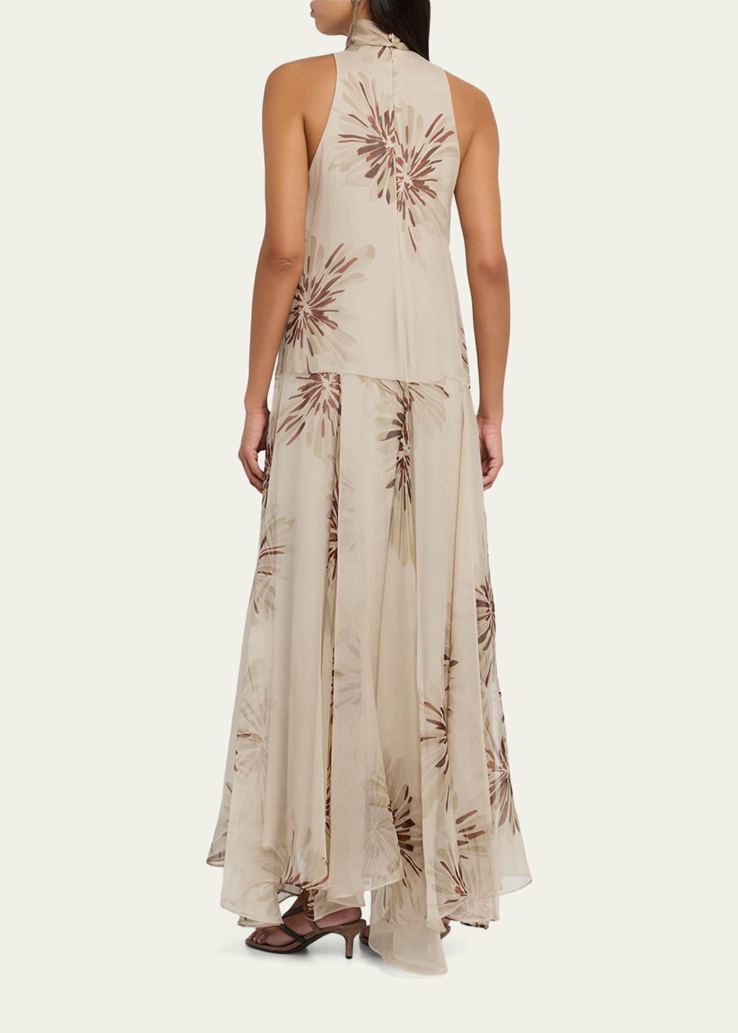 Brunello Cucinelli Floral-Print Silk Halter Maxi Dress - Bergdorf Goodman