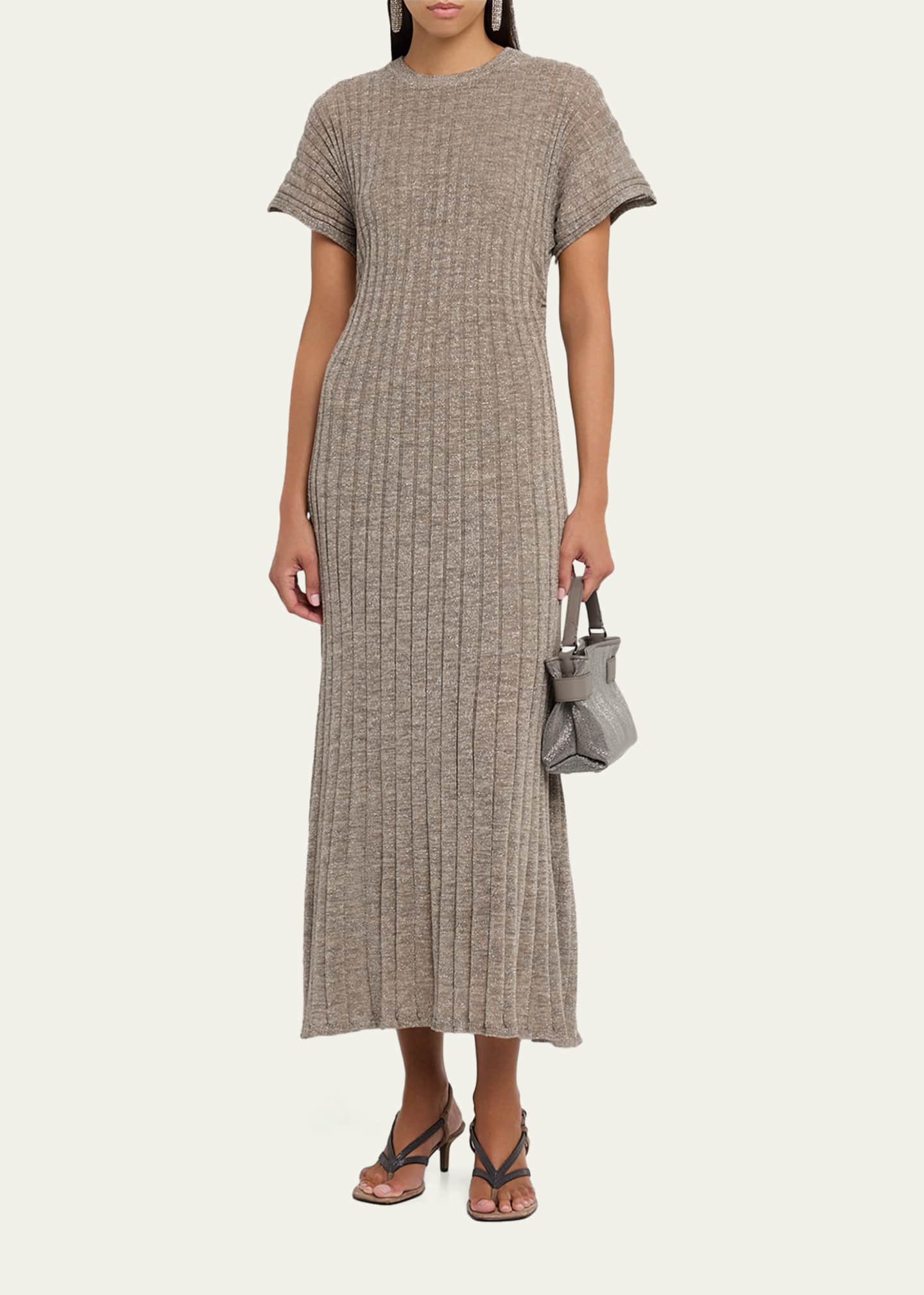 chinese dress ladies BRUNELLO CUCINELLI Fluid Linen Twill Sleeveless Aline Dress With Monil main image 0
