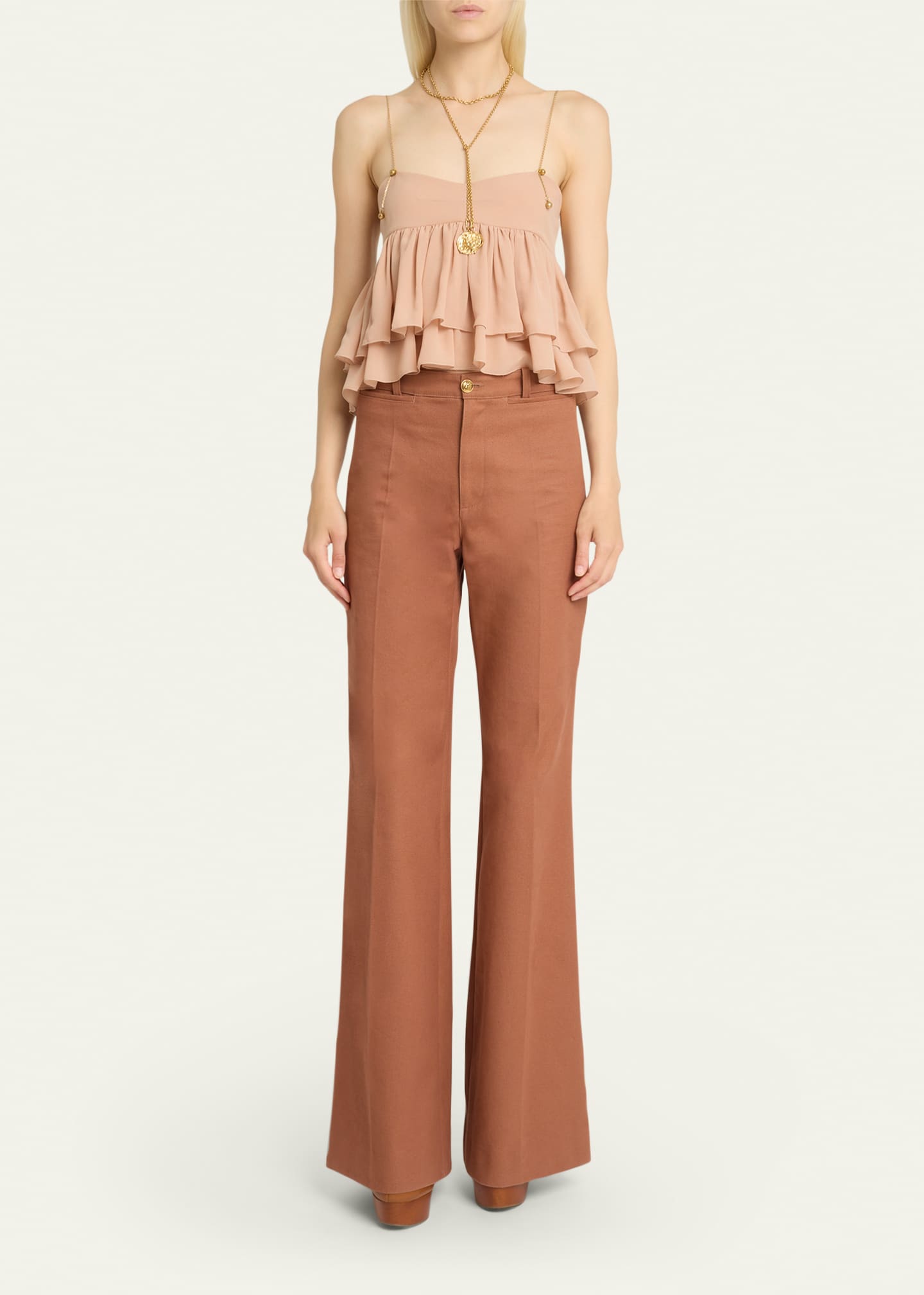 パンツ CANVAS FLARE TROUSERS Chloe Mid-Rise Organic Cotton Canvas Flare Pants - Bergdorf Goodman