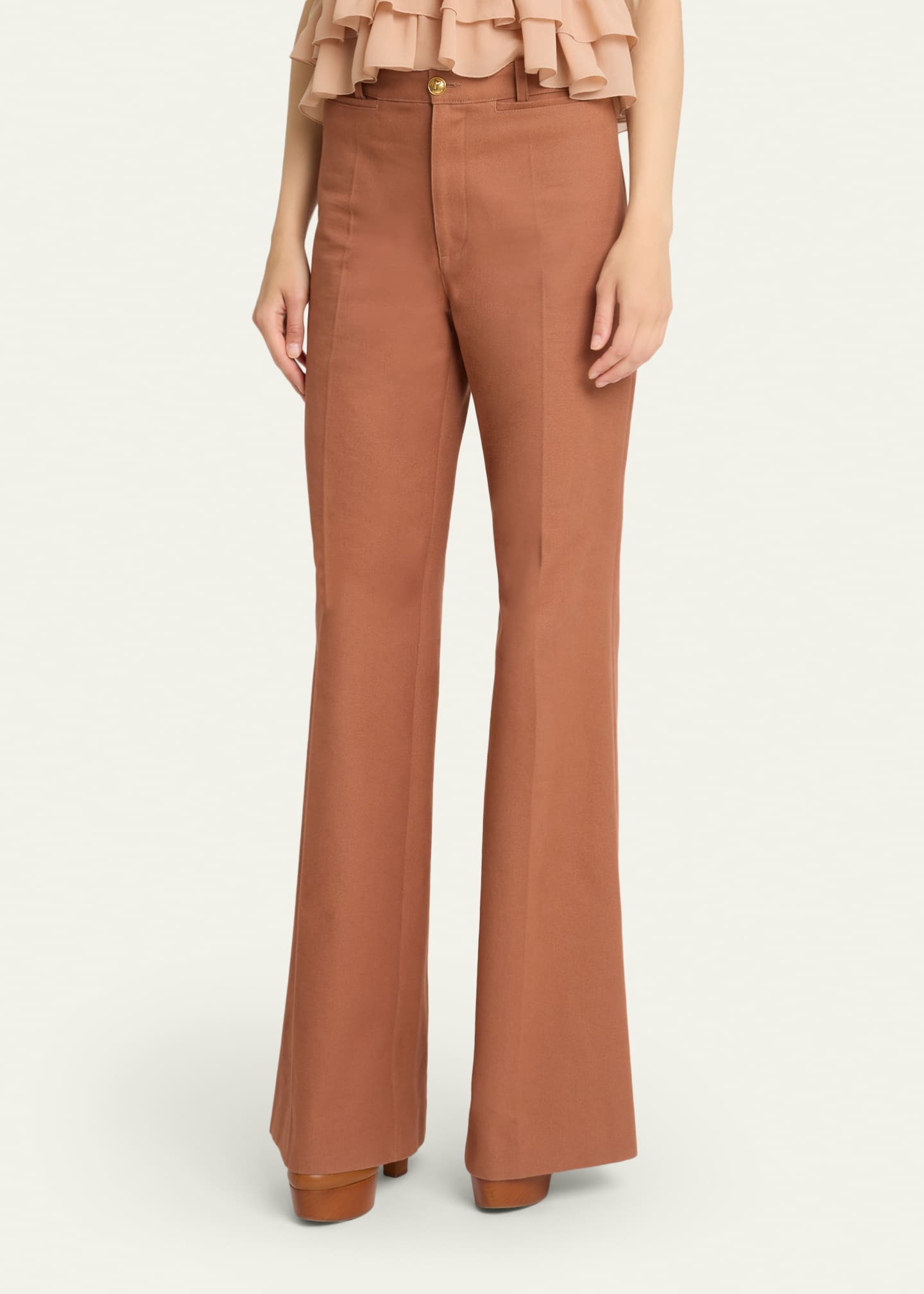 パンツ CANVAS FLARE TROUSERS Chloe Mid-Rise Organic Cotton Canvas Flare Pants - Bergdorf Goodman