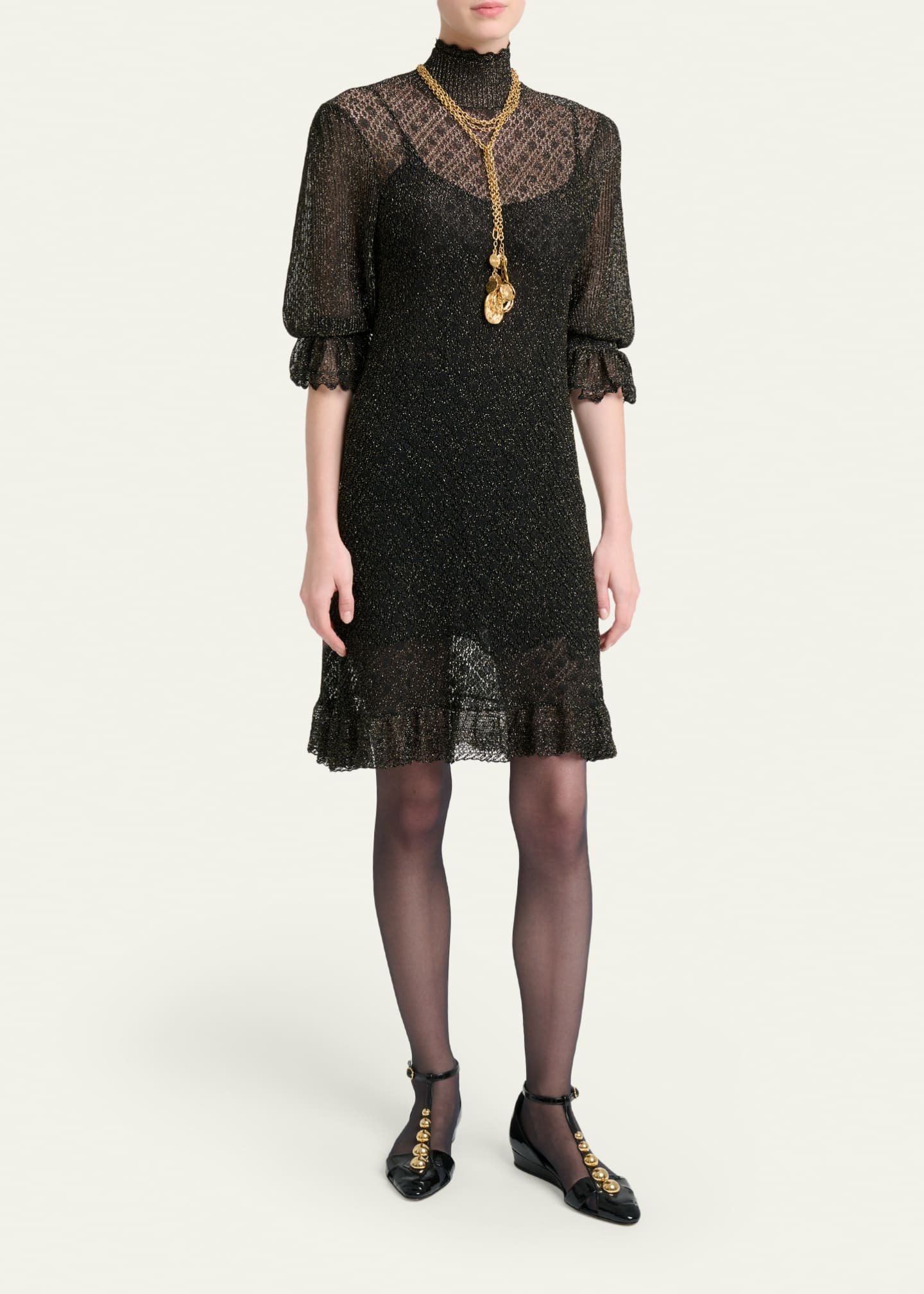 knitted puff sleeve dress Bardot Contrast Puff Sleeve Mini Dress In Cream Knit | EGO US