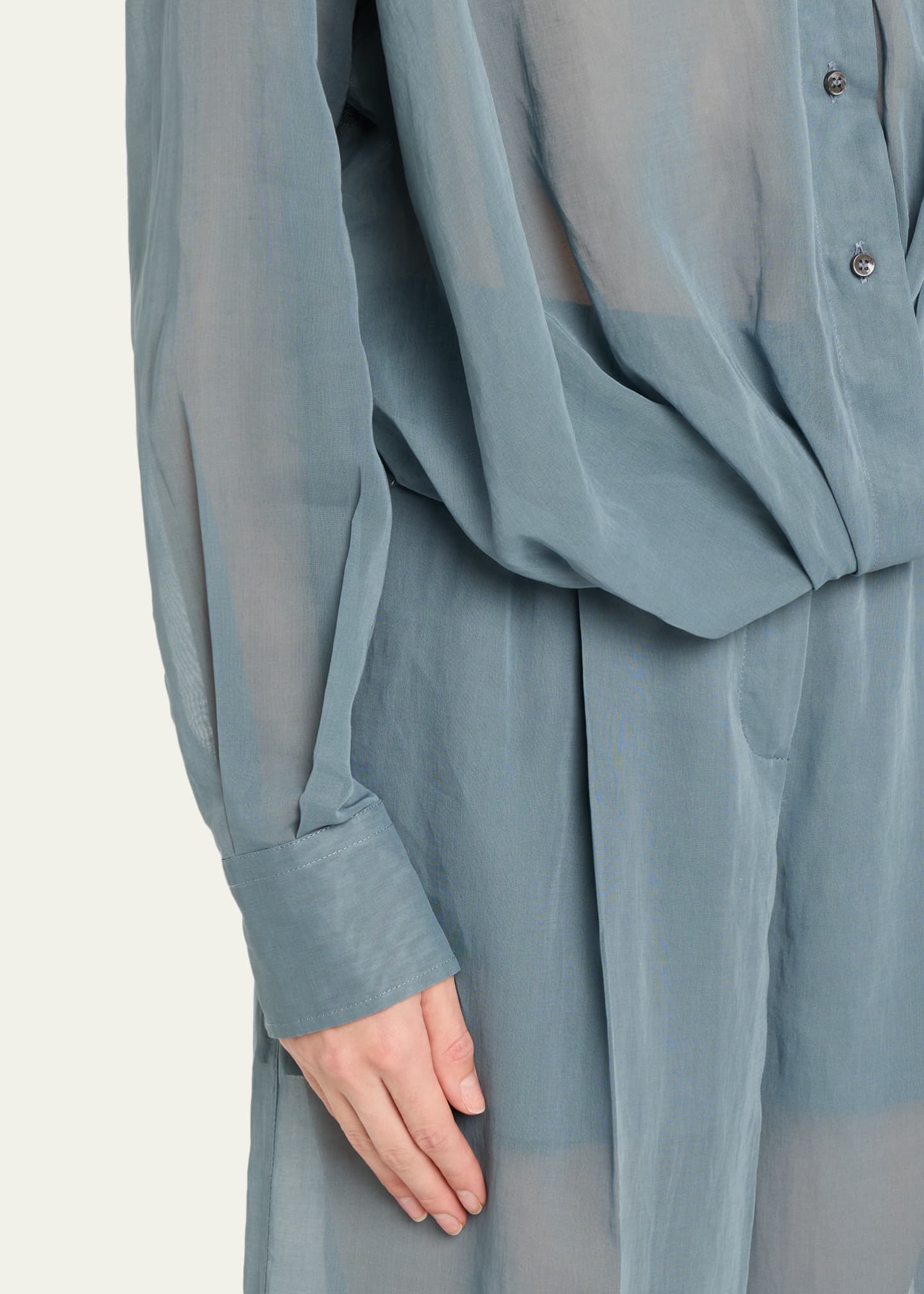 Brunello Cucinelli Twisted Sheer Cotton Button-Down Shirt - Bergdorf ...