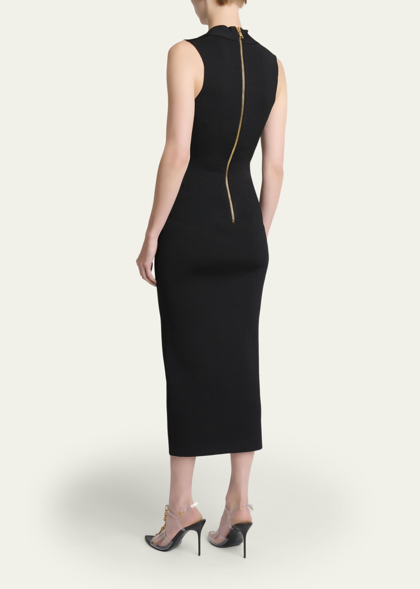 Balmain Plunging Crossover Strap Knit Midi Dress - Bergdorf Goodman