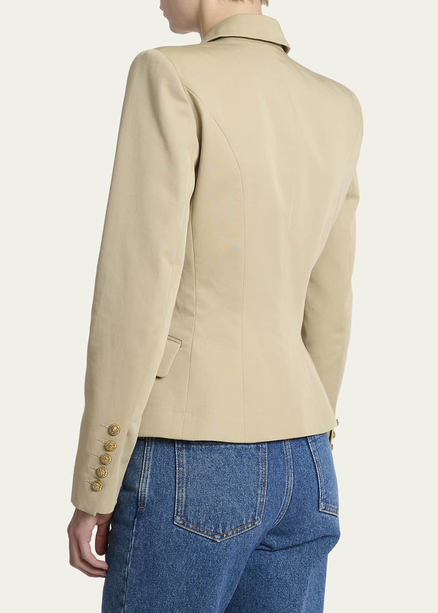 値下げ！BALMAIN ベージュ レザージャケット L.L. Balmain 6-Button Double-Breasted Gabardine Jacket - Bergdorf Goodman