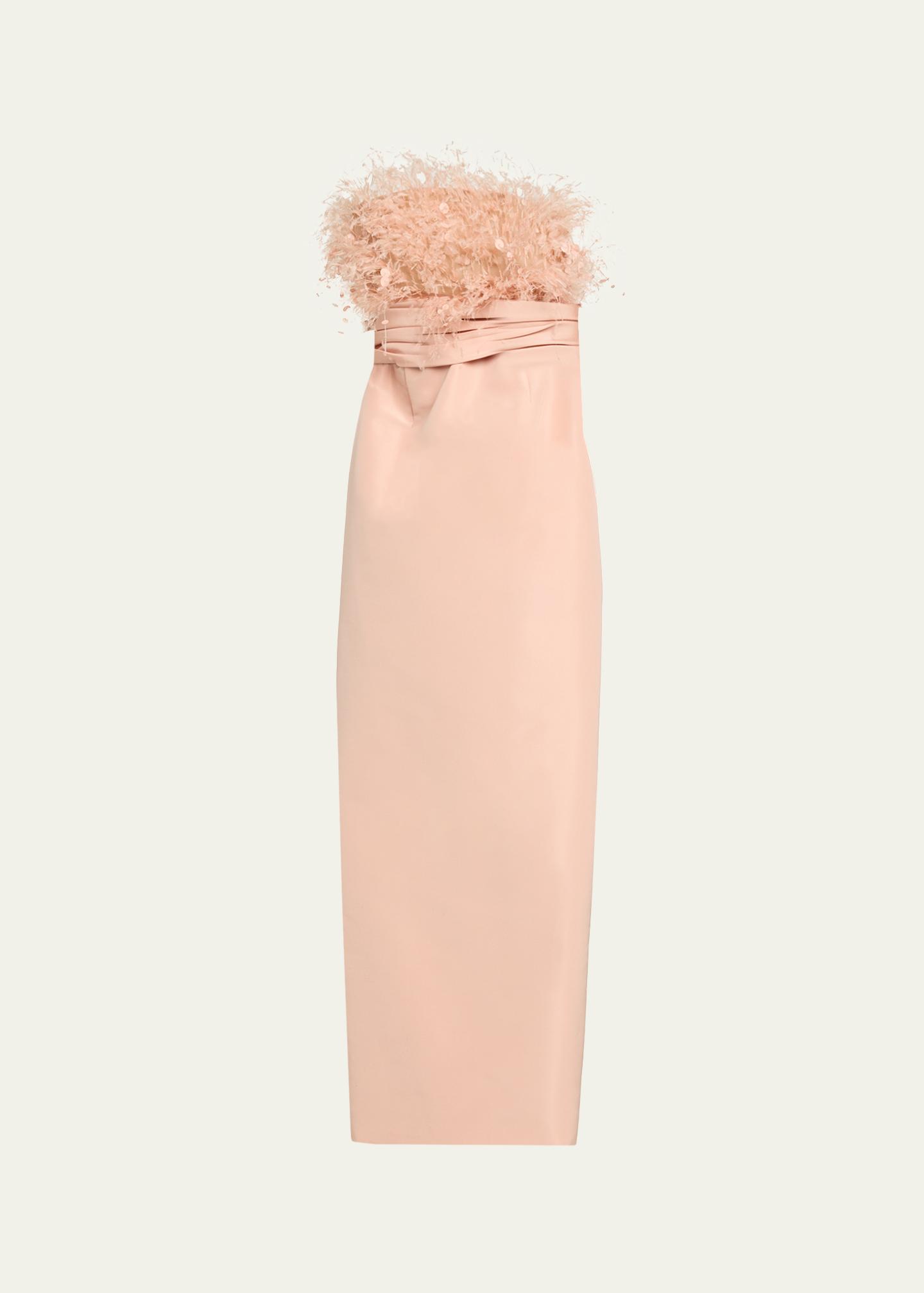oscar de la renta pink dress RENTA-2023 Knit Appliqu Dress, Size-Small  MARTINI CONSIGNMENT The sleek silk faille skirt anchors the look 1960s Oscar de la Renta